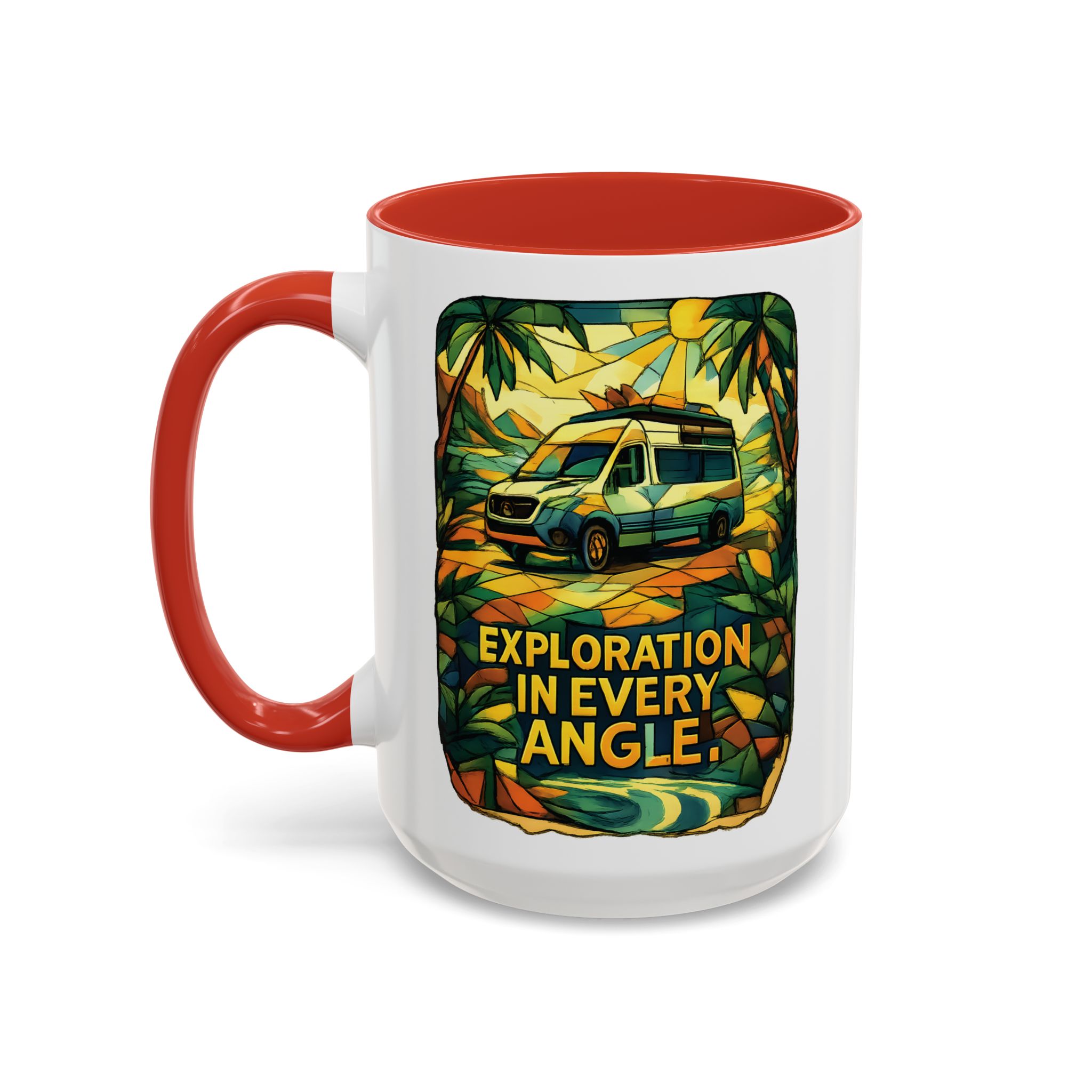 Accent Coffee Mug (11, 15oz) — "Exploration In Every Angle" Design Cubic-Line