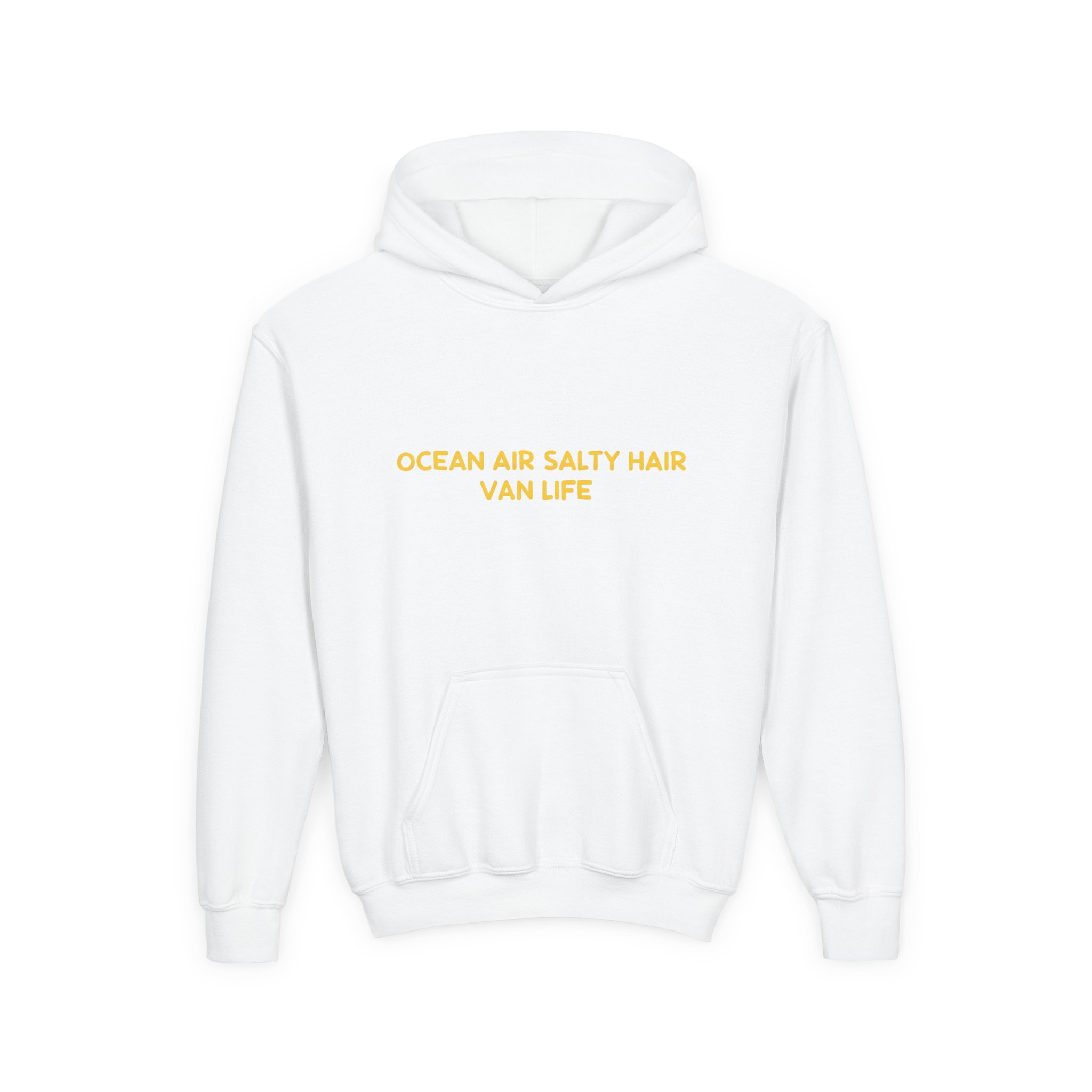 Youth Hoodie(Gildan) – "Ocean Air Salty Hair Van Life" (Design Sitcom-Line)