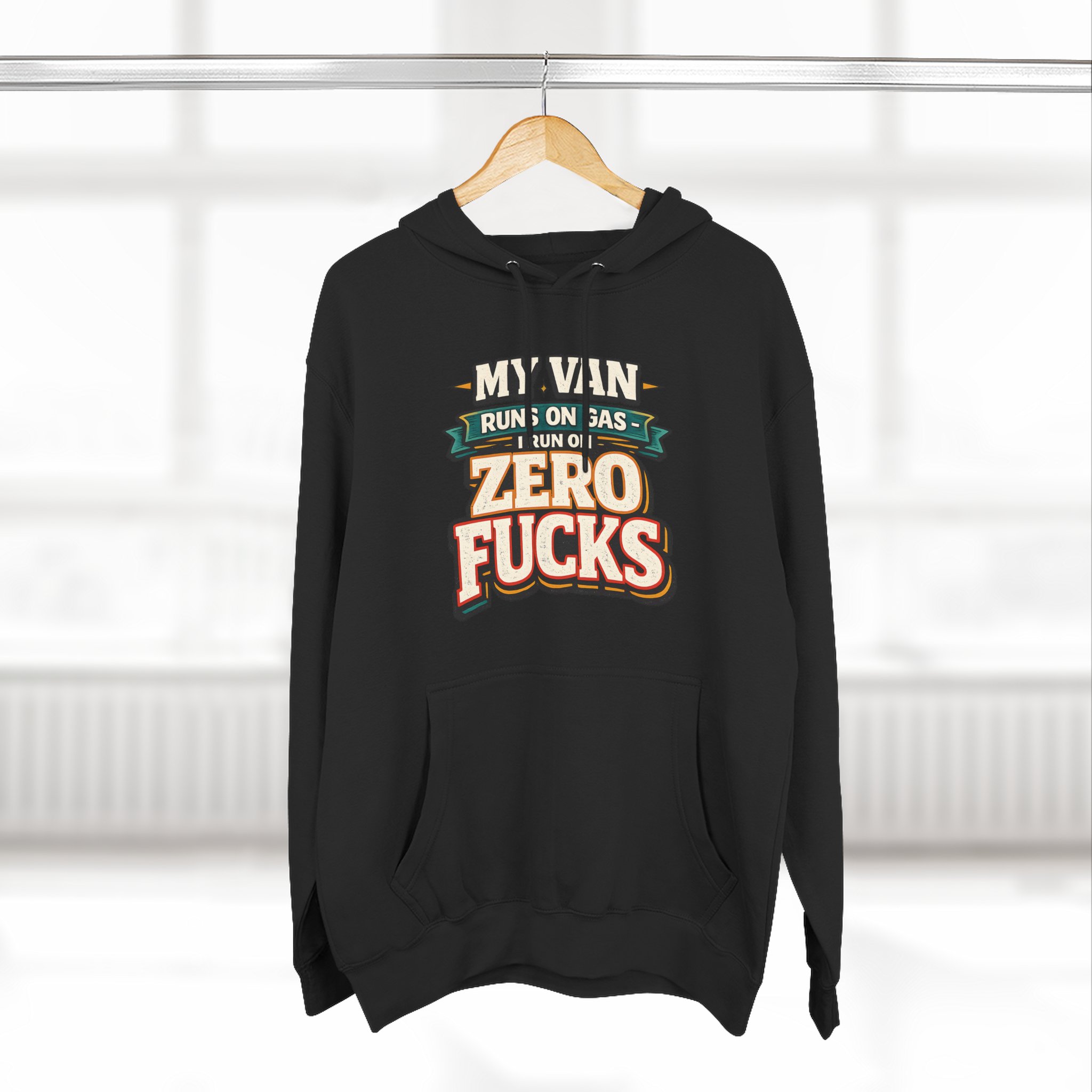Three-Panel Fleece Hoodie - "My Van Runs On Gas" Design F**K-Line