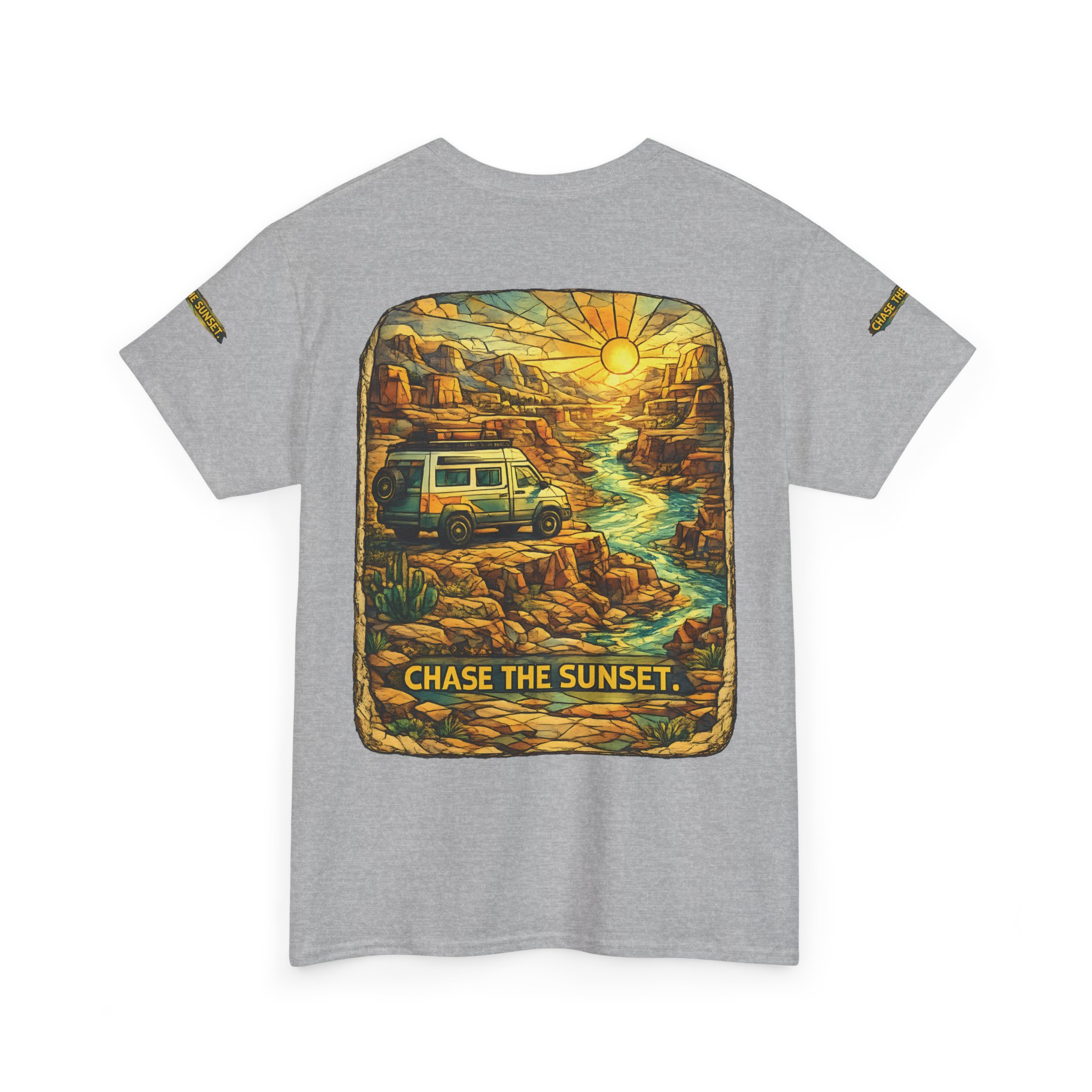 8429700692298826542_2048.jpeg Unisex Heavy Cotton Tee — "Chase The Sunset" Design Cubic-Line