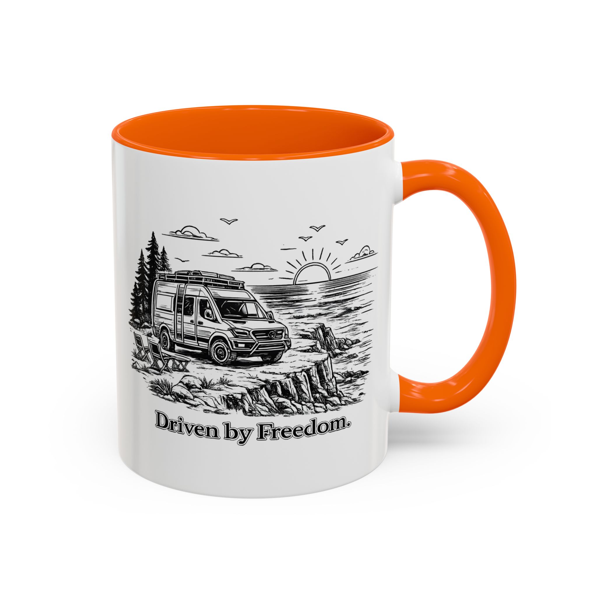 Accent Coffee Mug (11, 15oz) — "Driven By Freedom" Design Minimal-Line