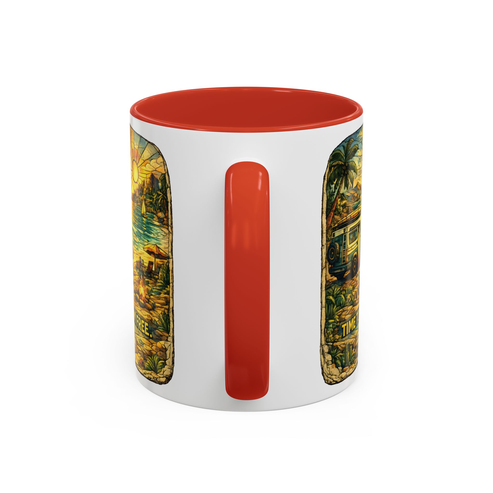 Accent Coffee Mug (11, 15oz) — "Time To Roam Free" Design Cubic-Line