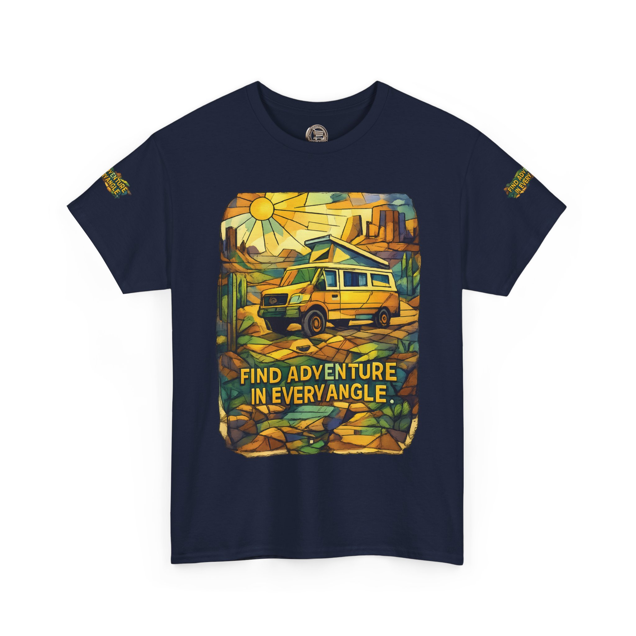 Unisex Heavy Cotton Tee — "Find Adventure In Every Corner" Design Cubic-Line
