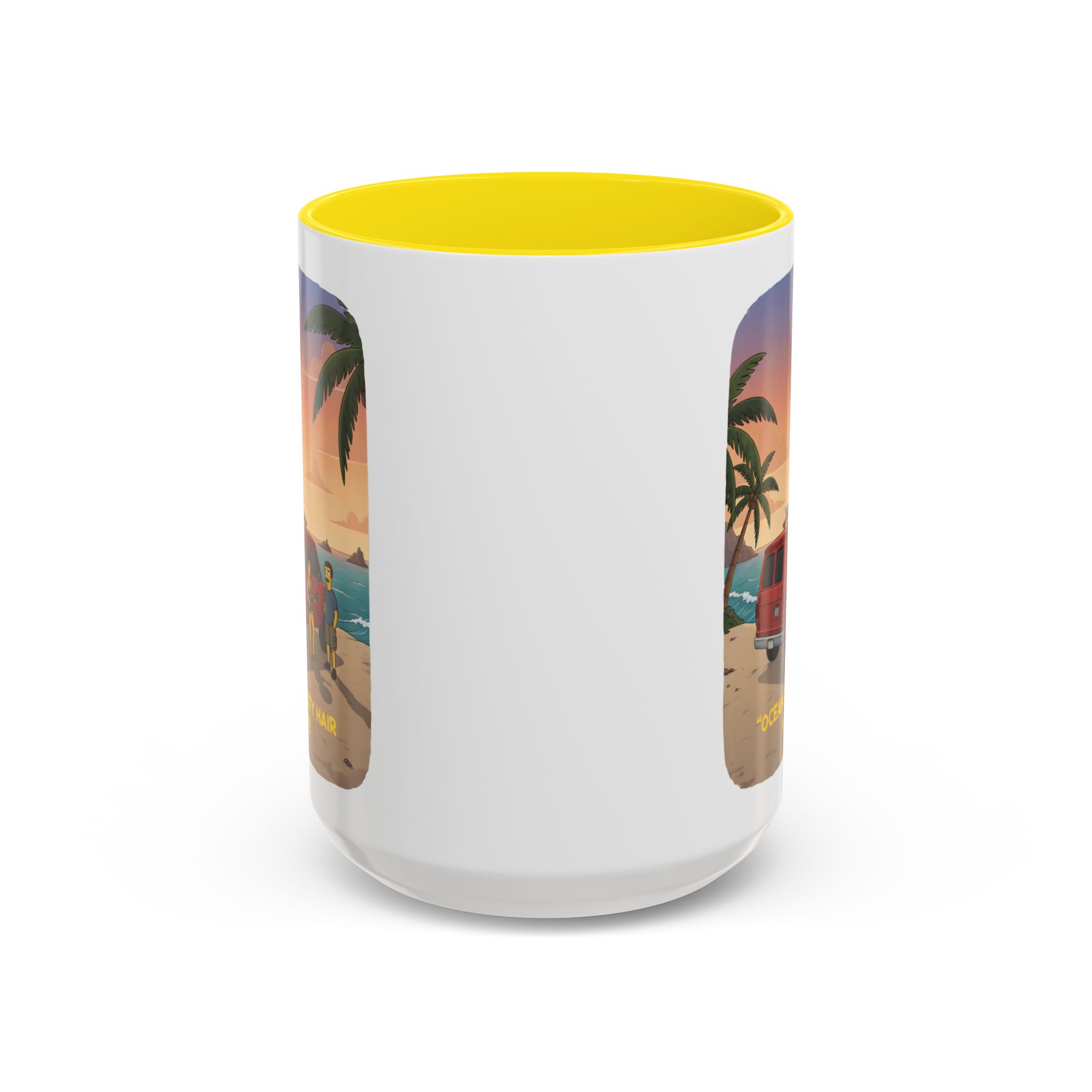 Accent Coffee Mug (11, 15oz) — "Ocean Air Salty Hair Van Life" Design Sitcom-Line