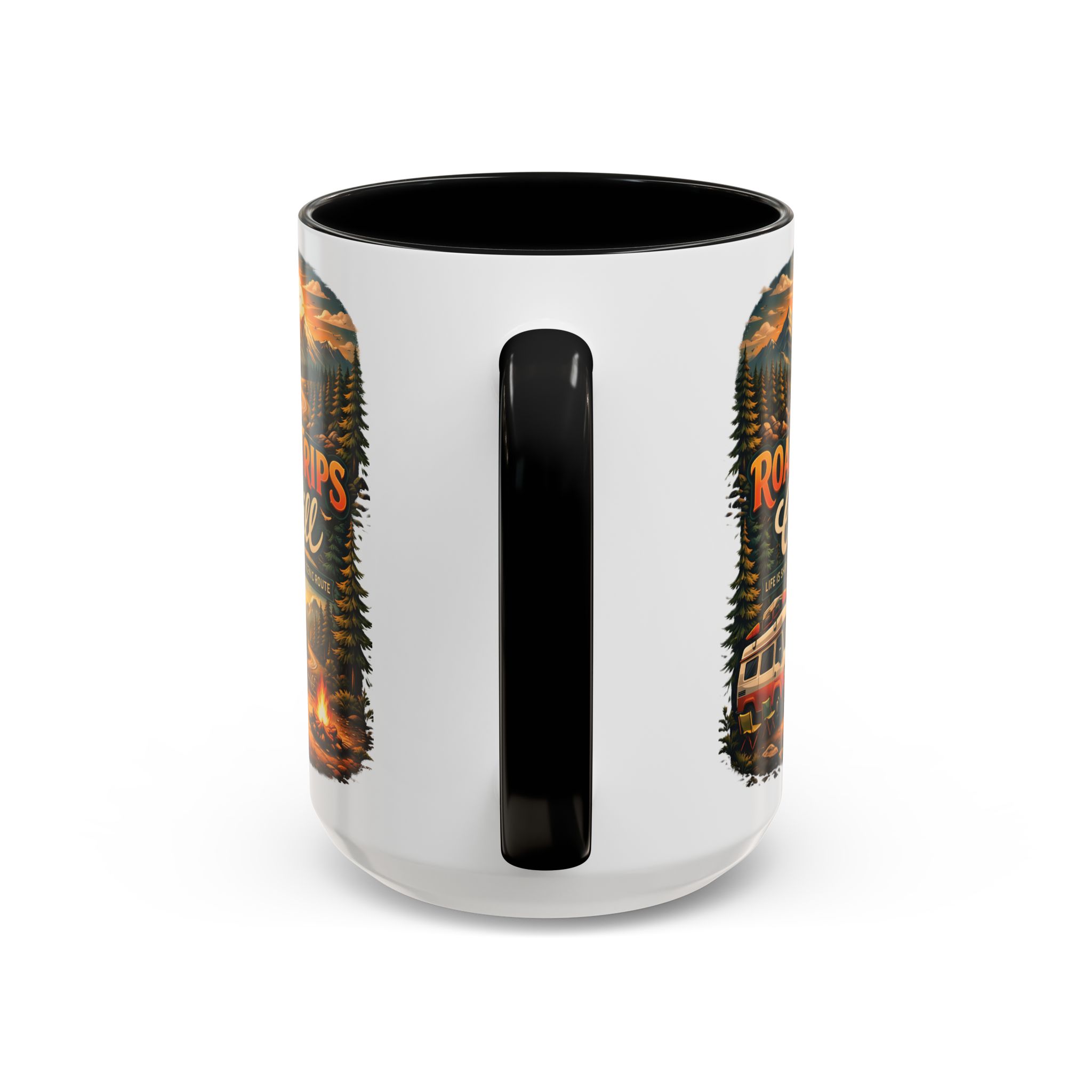 Accent Coffee Mug (11, 15oz) — "Road Trips & Chill" Design Scenic-Line