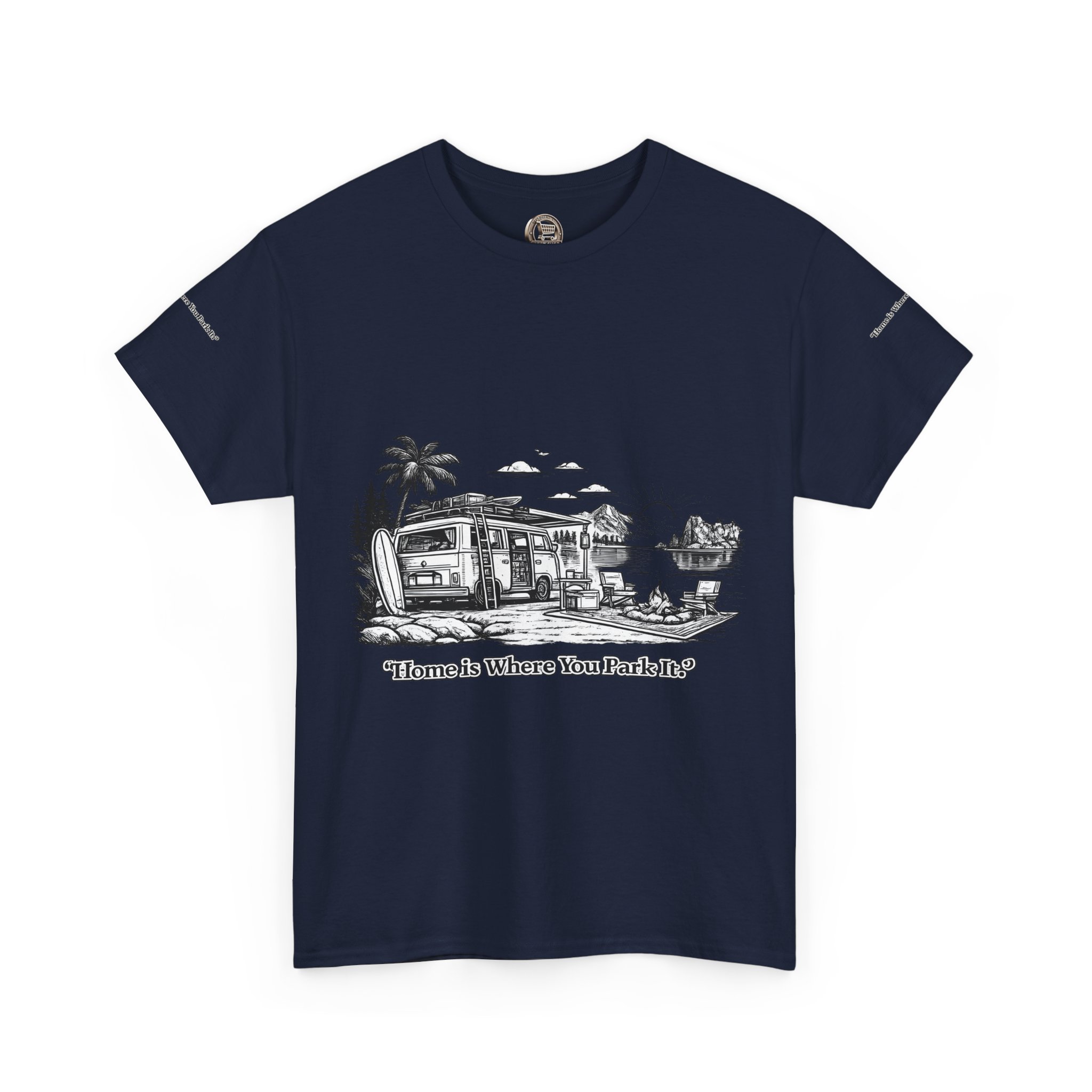 8455858457147777755_2048.jpeg Unisex Heavy Cotton Tee — "Home Is Where You Park It" Design Minimal-Line