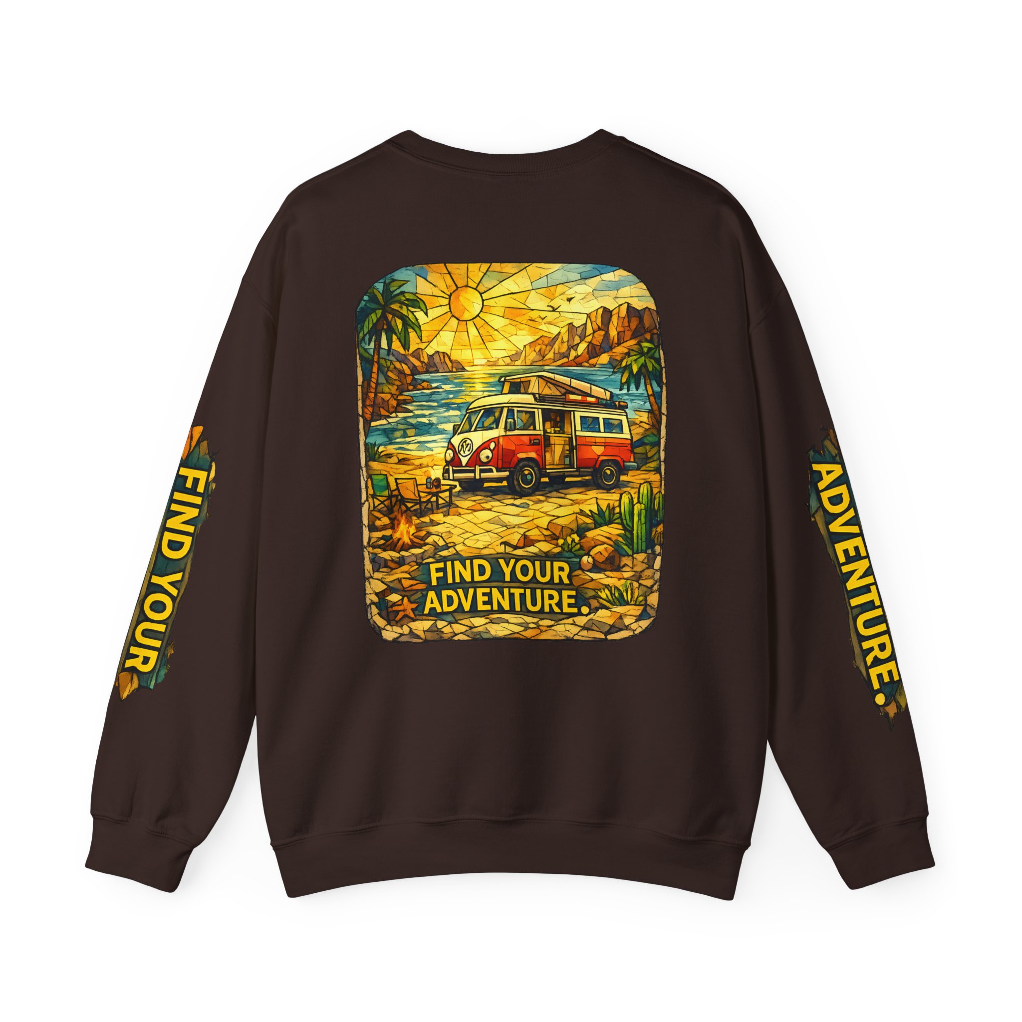 Unisex Heavy Blend™ Crewneck Sweatshirt — "Find Your Adventure" Design Cubic-Line