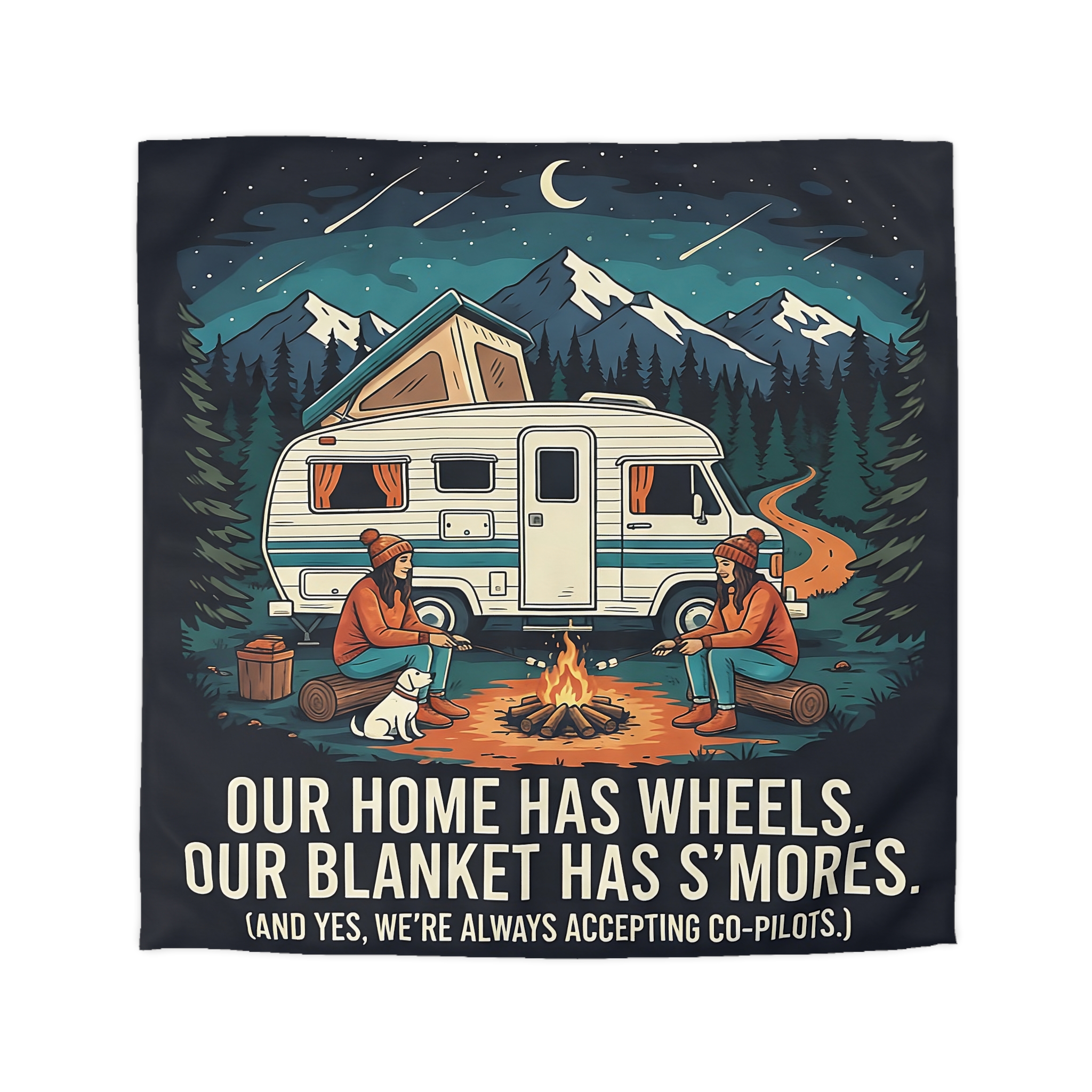 Duvet Cover — "Our Home Has Wheels, Our Blanket Has S'mores" Camping Bedding