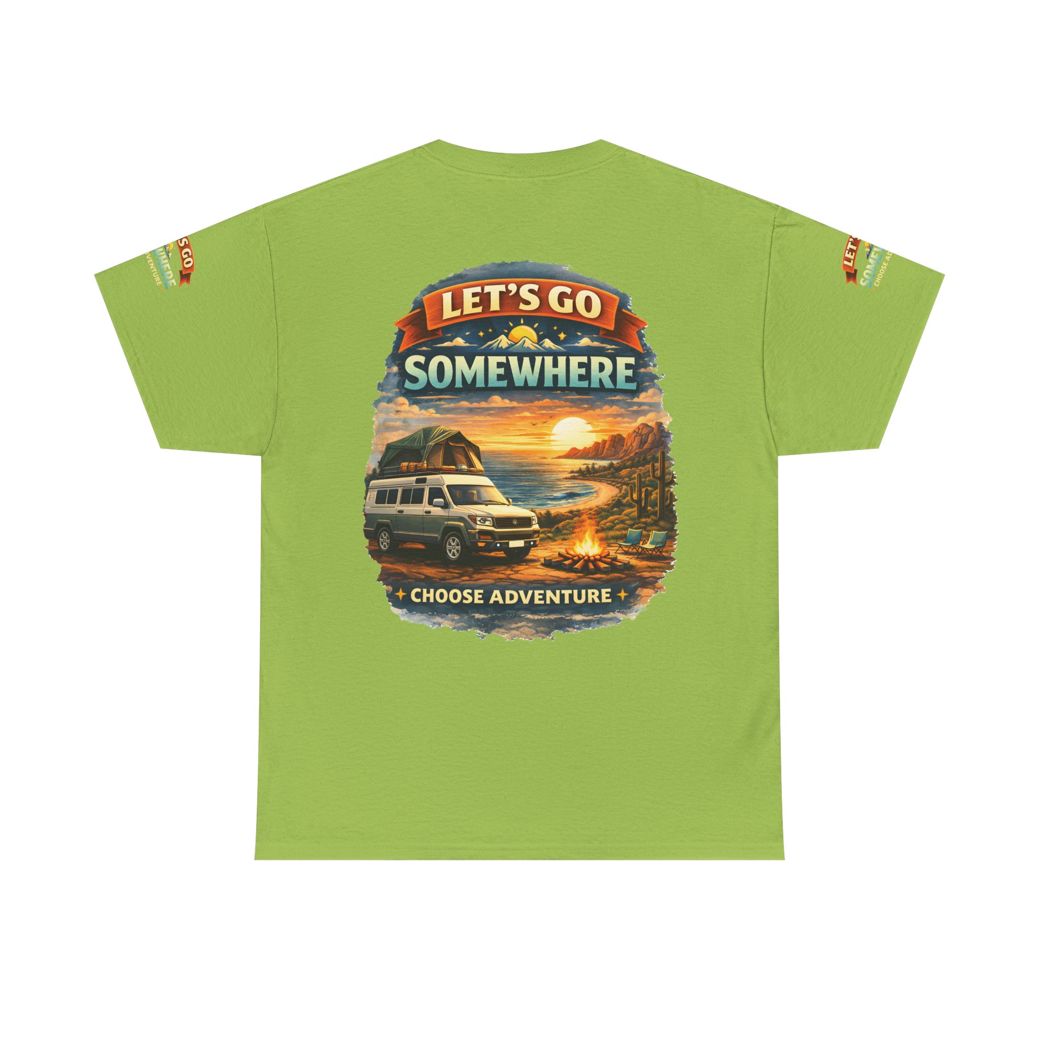 Unisex Heavy Cotton Tee — "Lets Go Somewhere" Design Scenic-Line