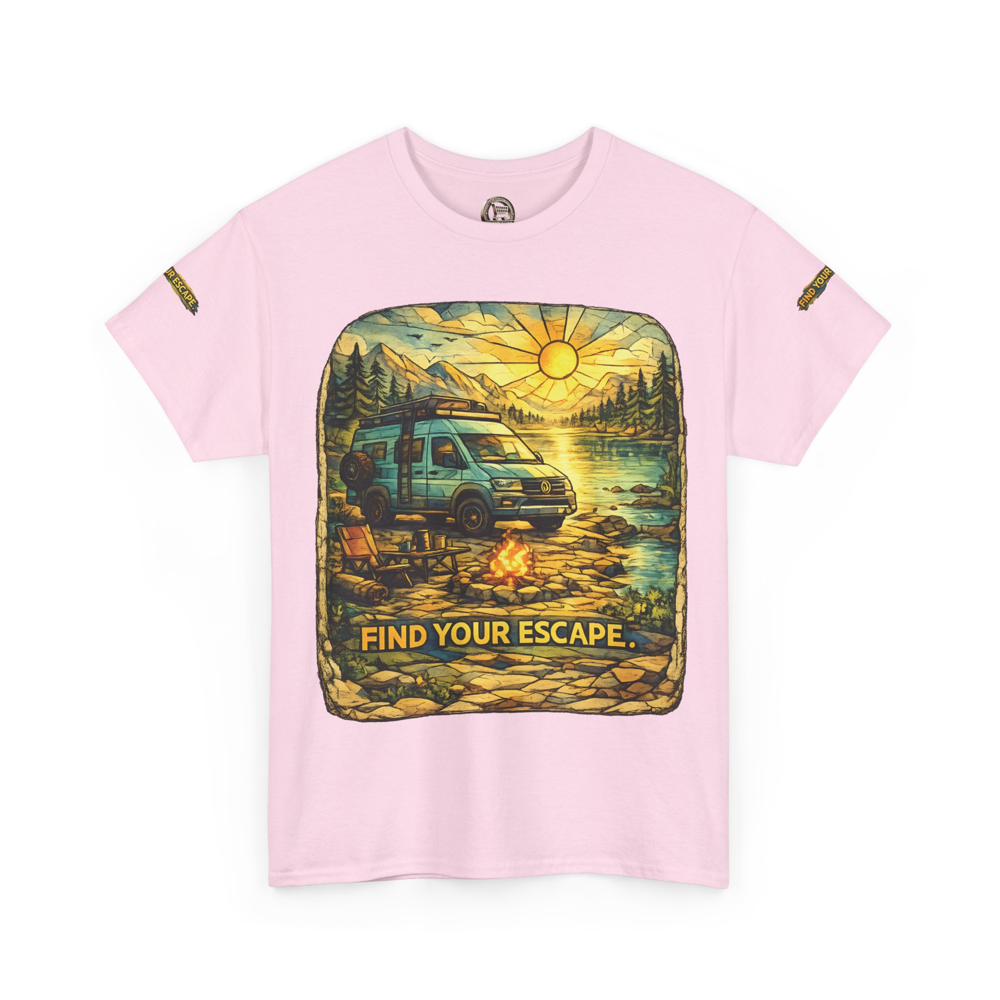 Unisex Heavy Cotton Tee — "Find Your Escape" Design Cubic-Line