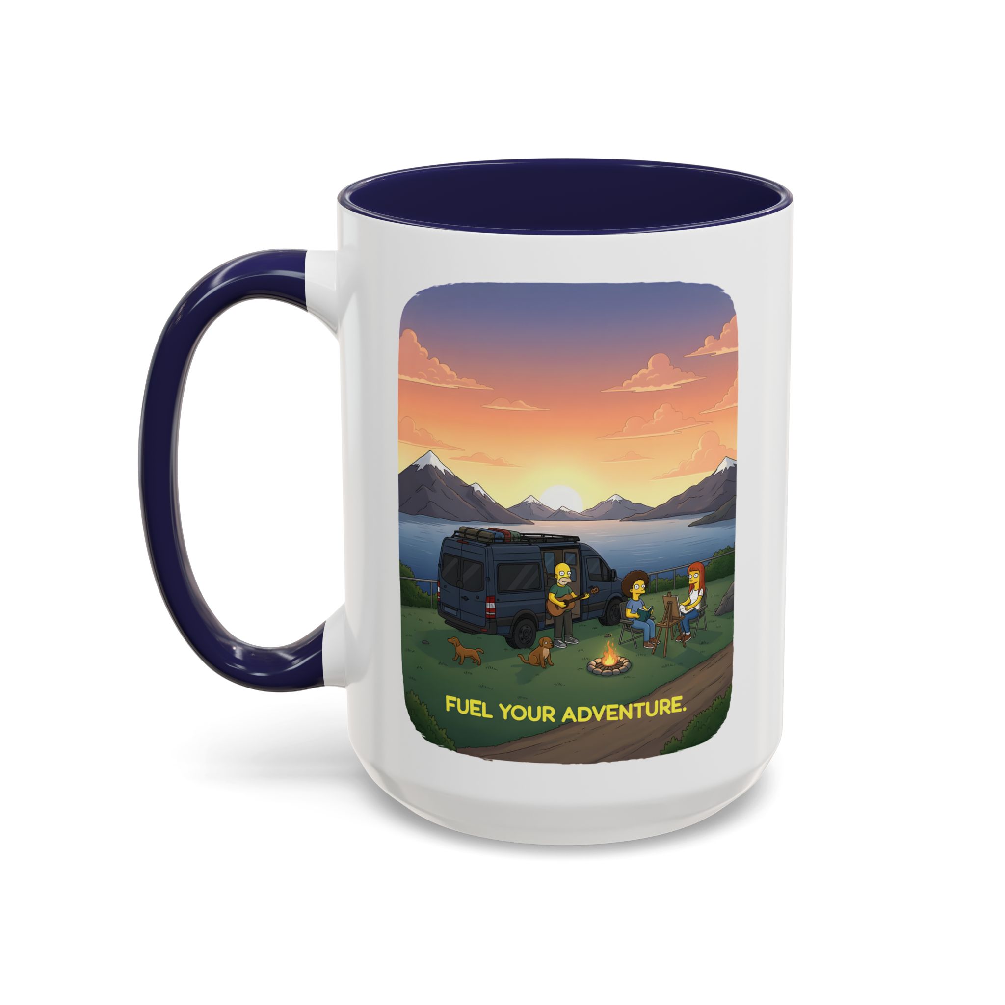 Accent Coffee Mug (11, 15oz) — "Fuel Your Adventure" Design Sitcom-Line