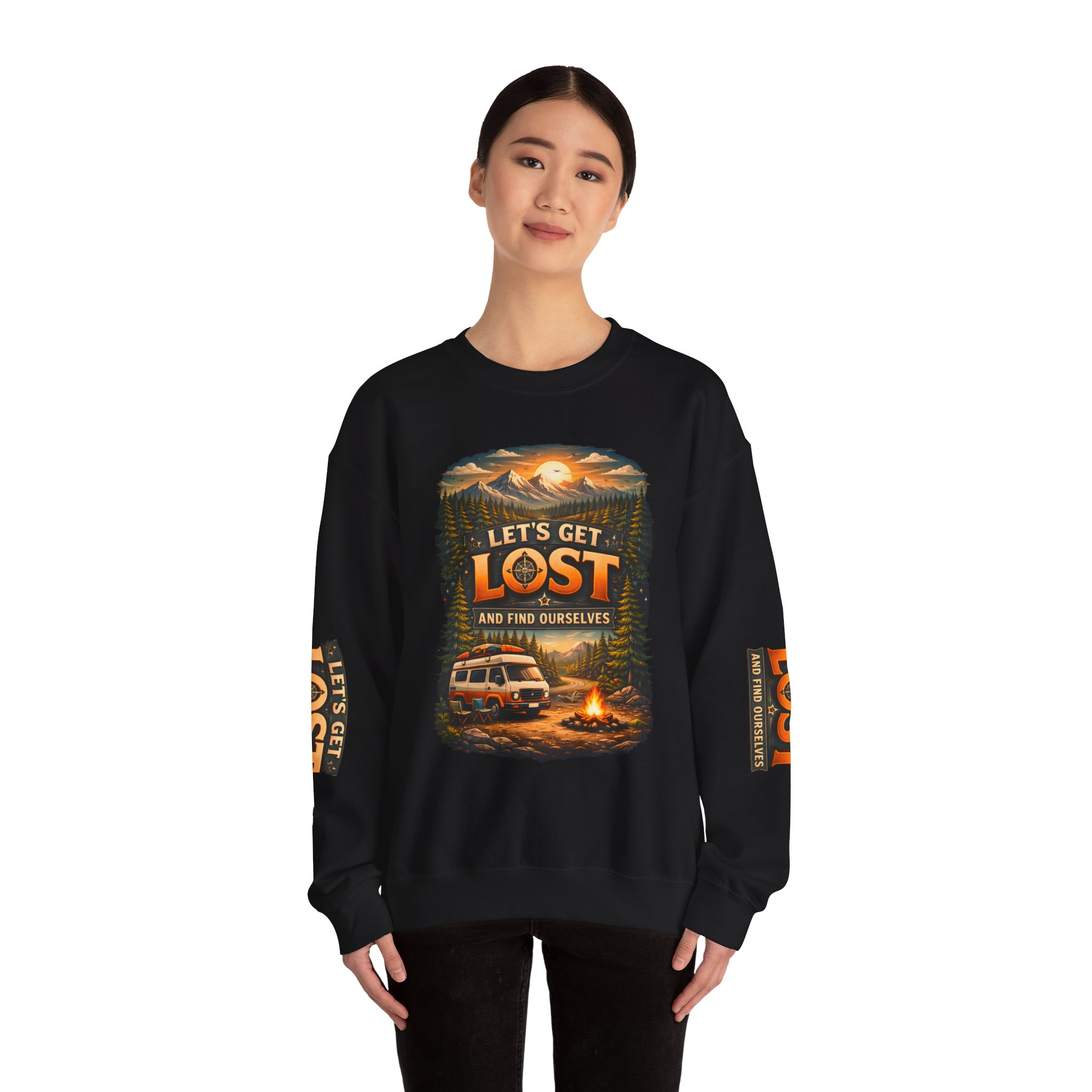 Unisex Heavy Blend™ Crewneck Sweatshirt — "Let´s Get Lost And Found Ourselfs" Design Scenic-Line