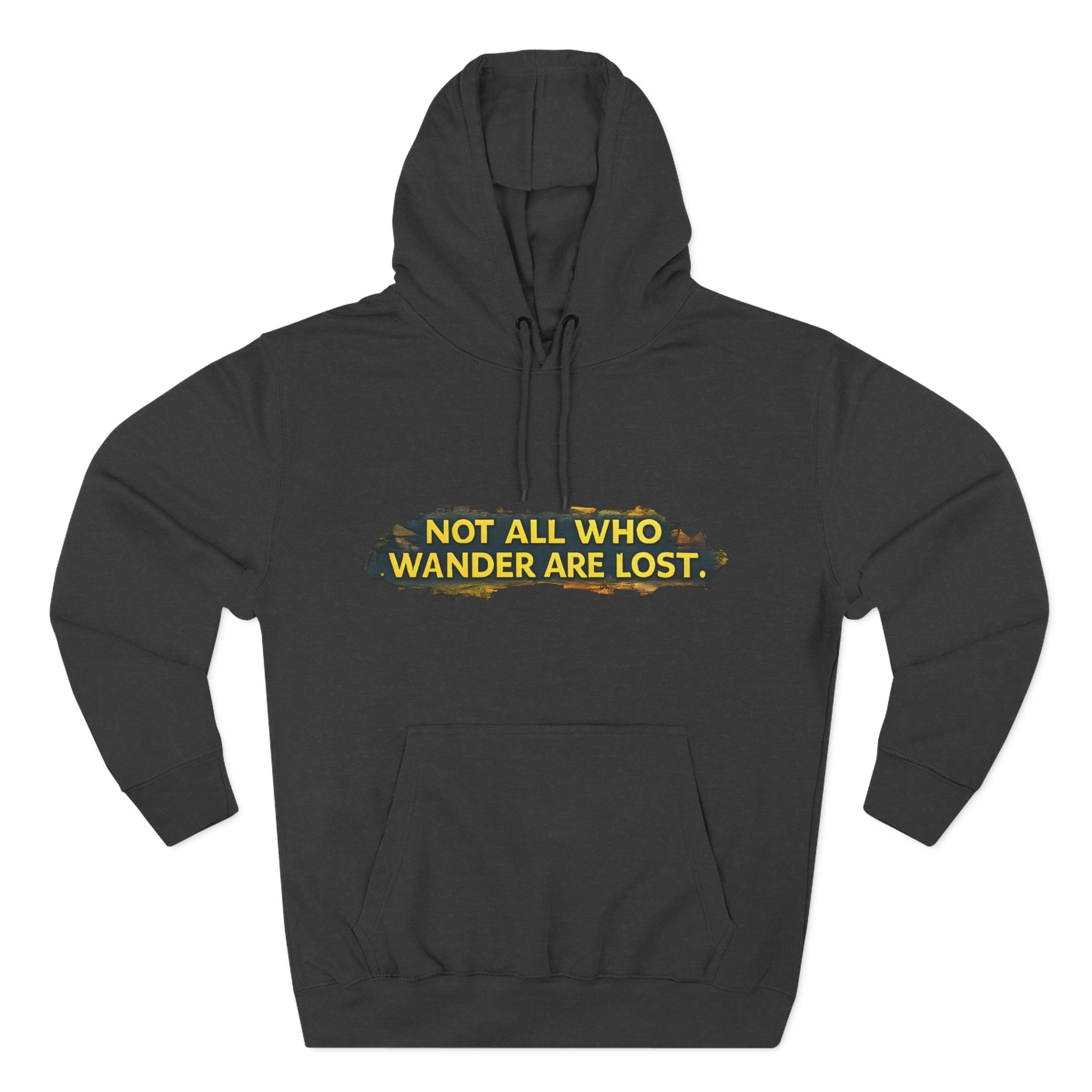 8482875101800291755_2048.jpeg Three-Panel Fleece Hoodie - "Not All Who Wander Are Lost" Design Cubic-Line