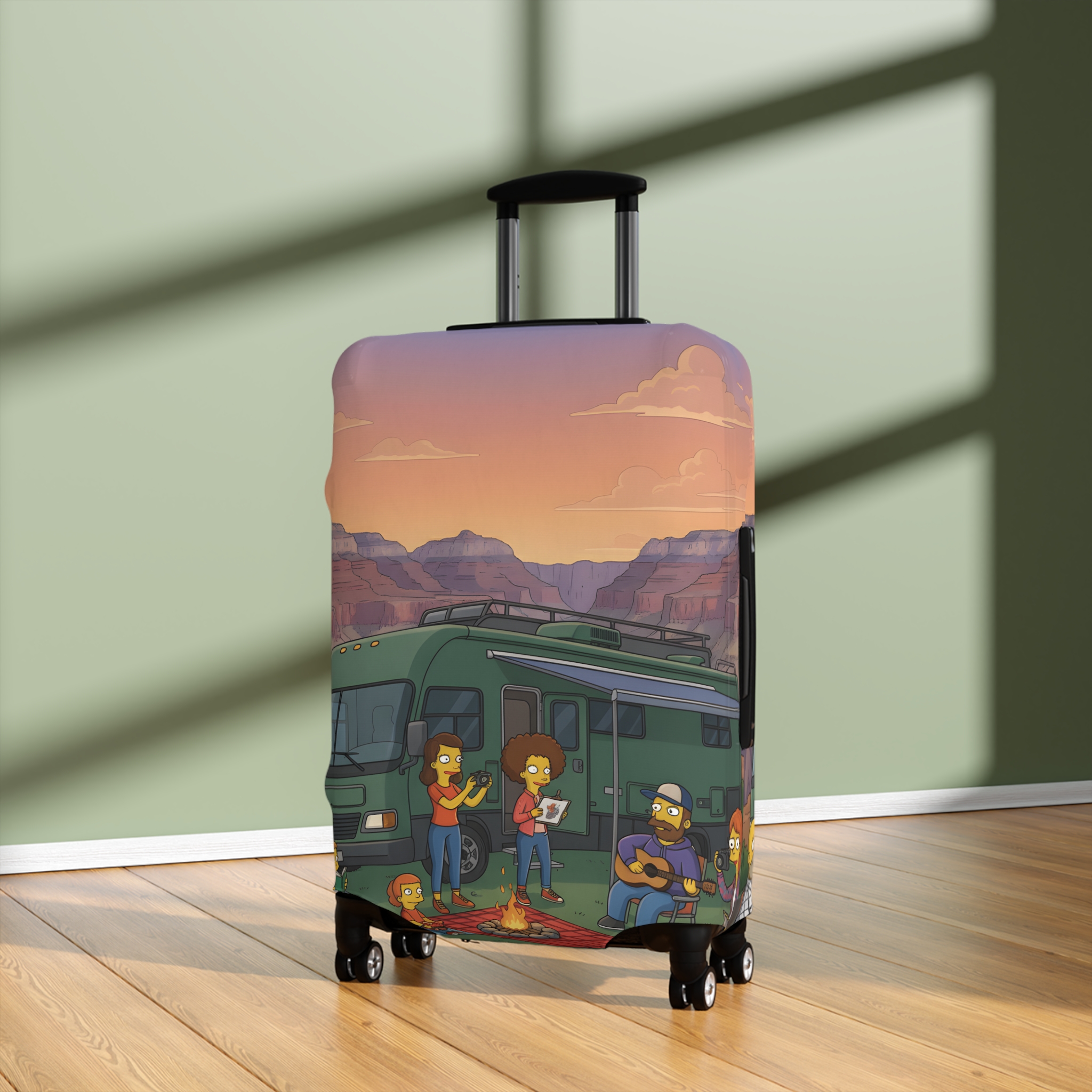 8491360114959875444_2048.jpeg Luggage Cover — Adventure Camper Sketch Travel Suitcase(Design Sitcom-Line)