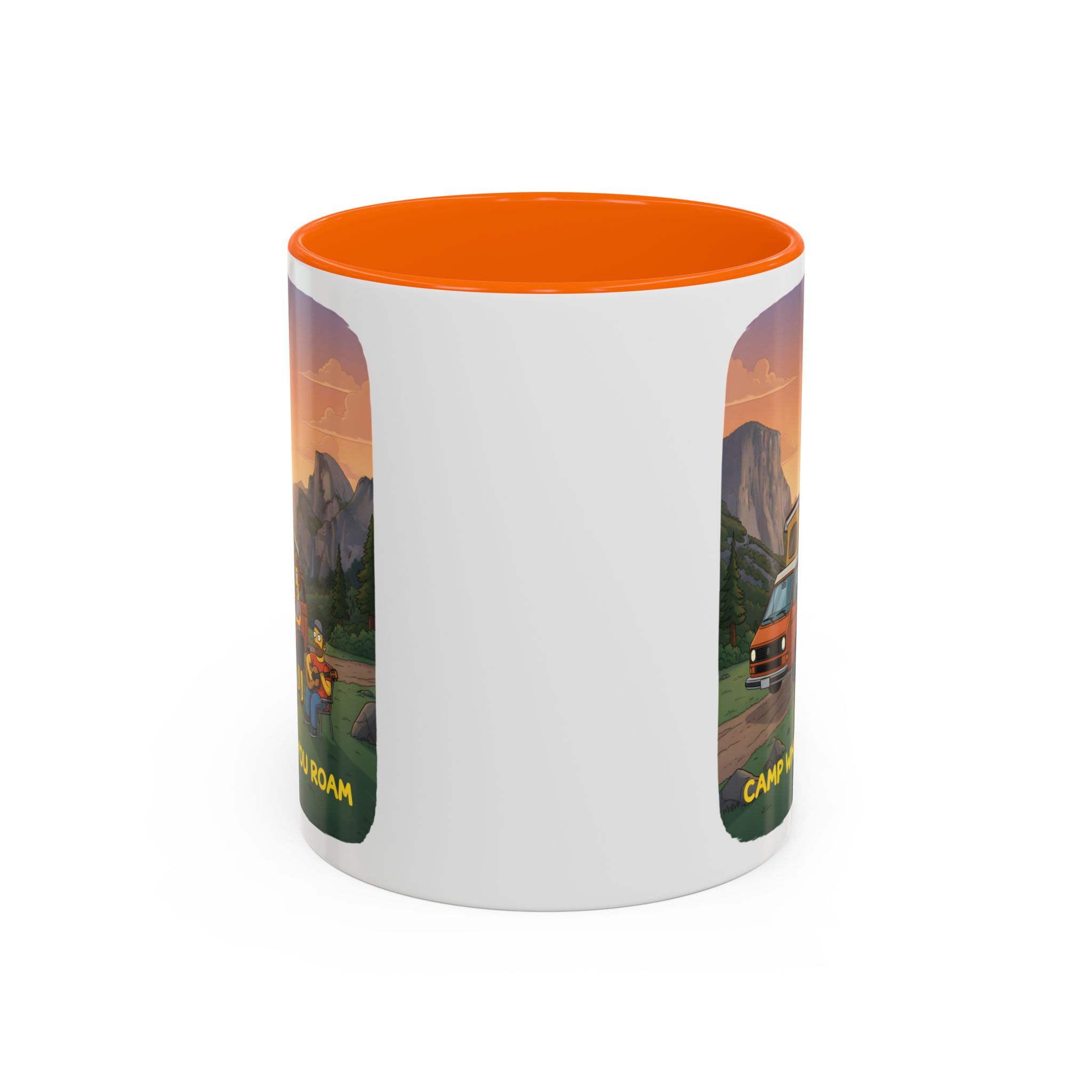 Accent Coffee Mug (11, 15oz) — "Camp Where You Roam" Design Sitcom-Line