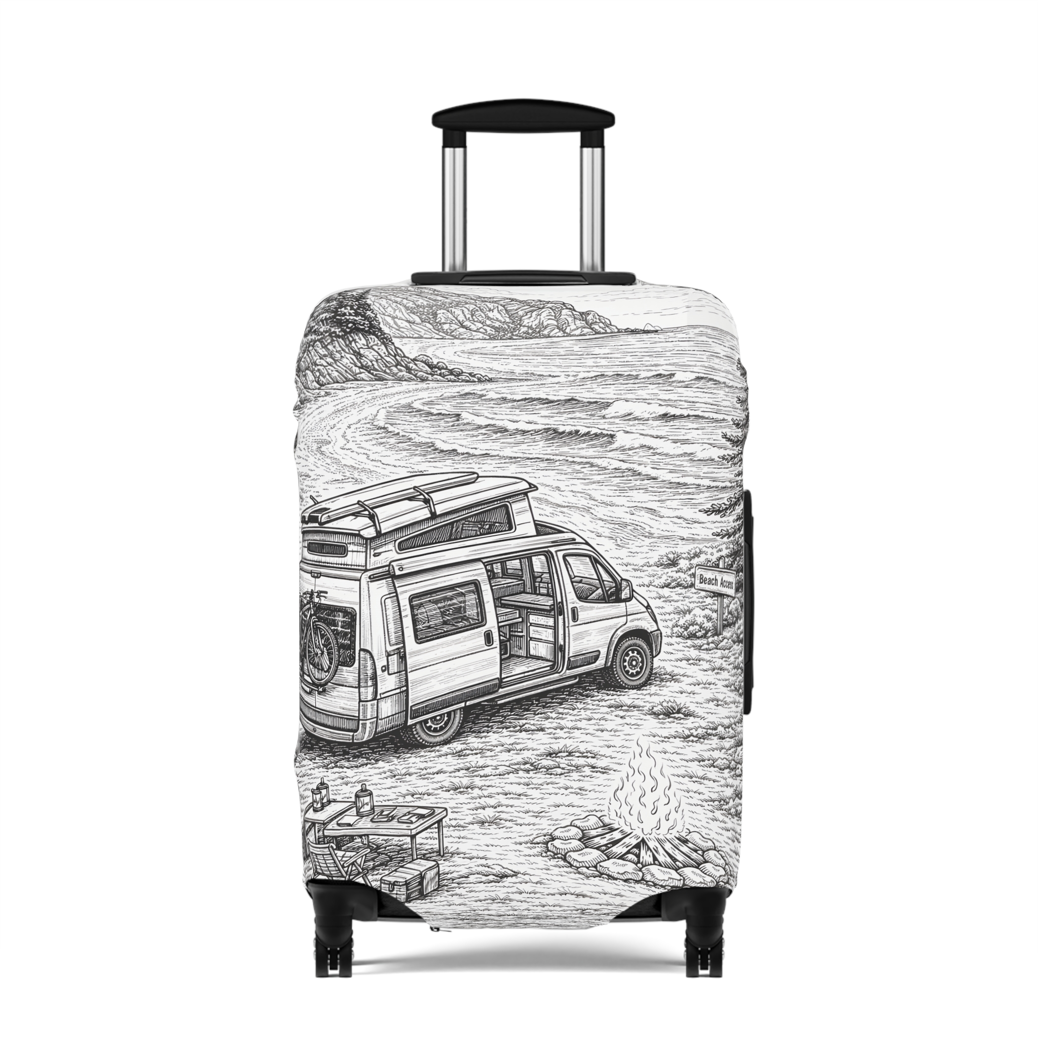 Luggage Cover — Adventure Camper Sketch Travel Suitcase