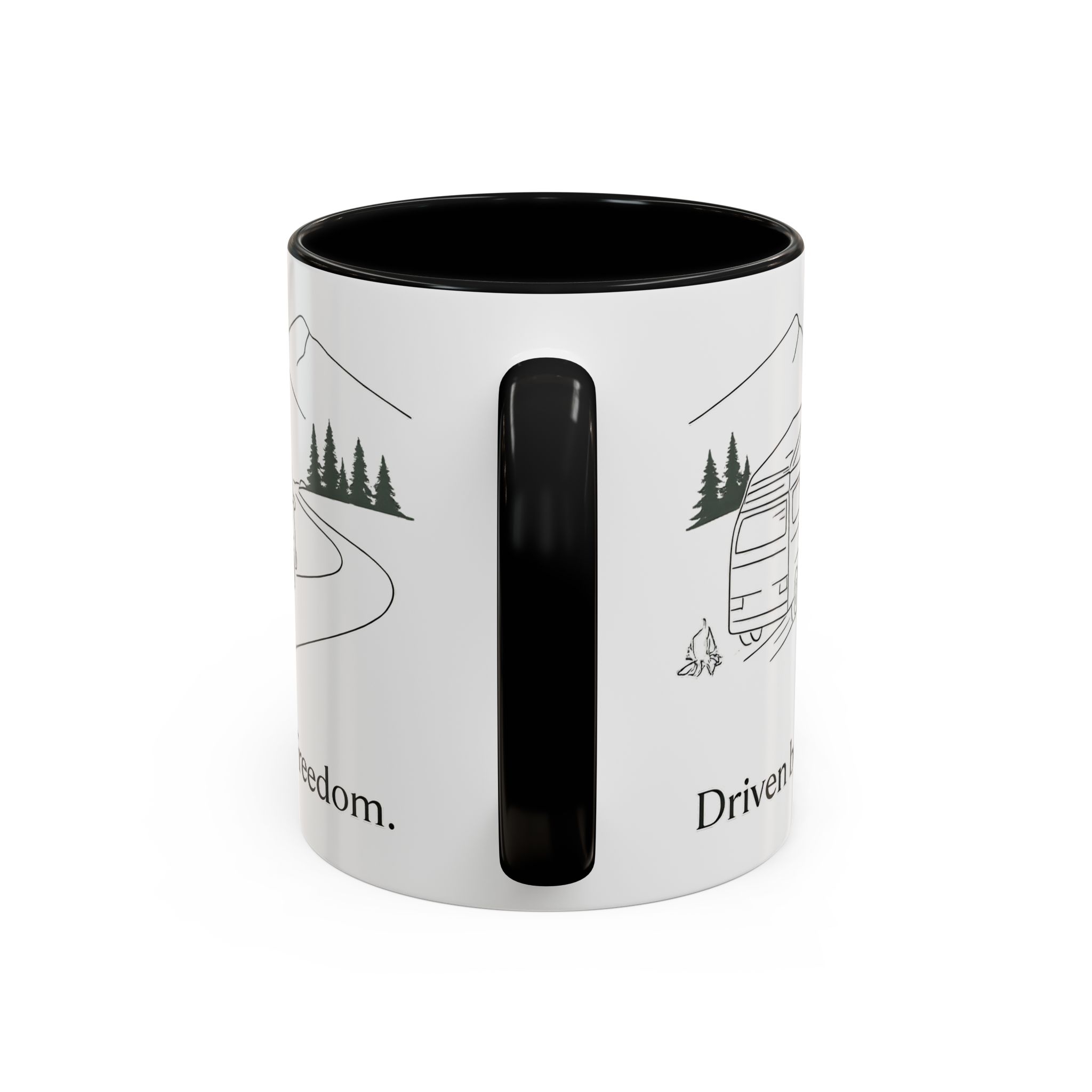 Accent Coffee Mug (11, 15oz) — "Driven By Freedom" Design Minimal-Line