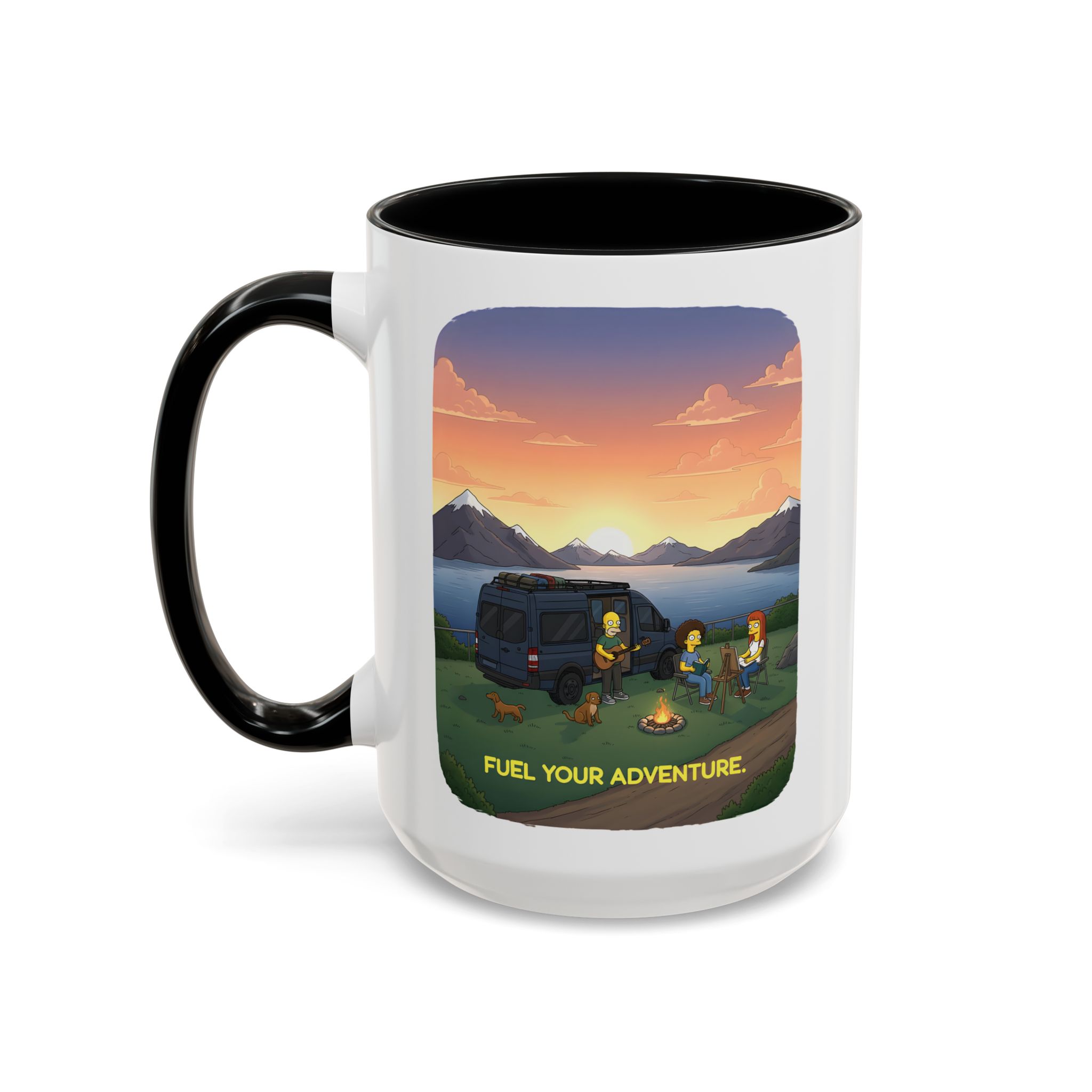 Accent Coffee Mug (11, 15oz) — "Fuel Your Adventure" Design Sitcom-Line