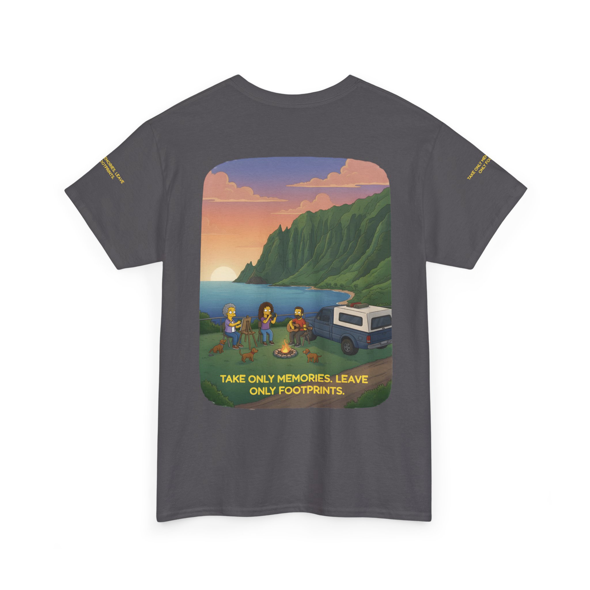 Unisex Heavy Cotton Tee — "Take Only Memories-Leave Only Footprints" Design Sitcom-Line