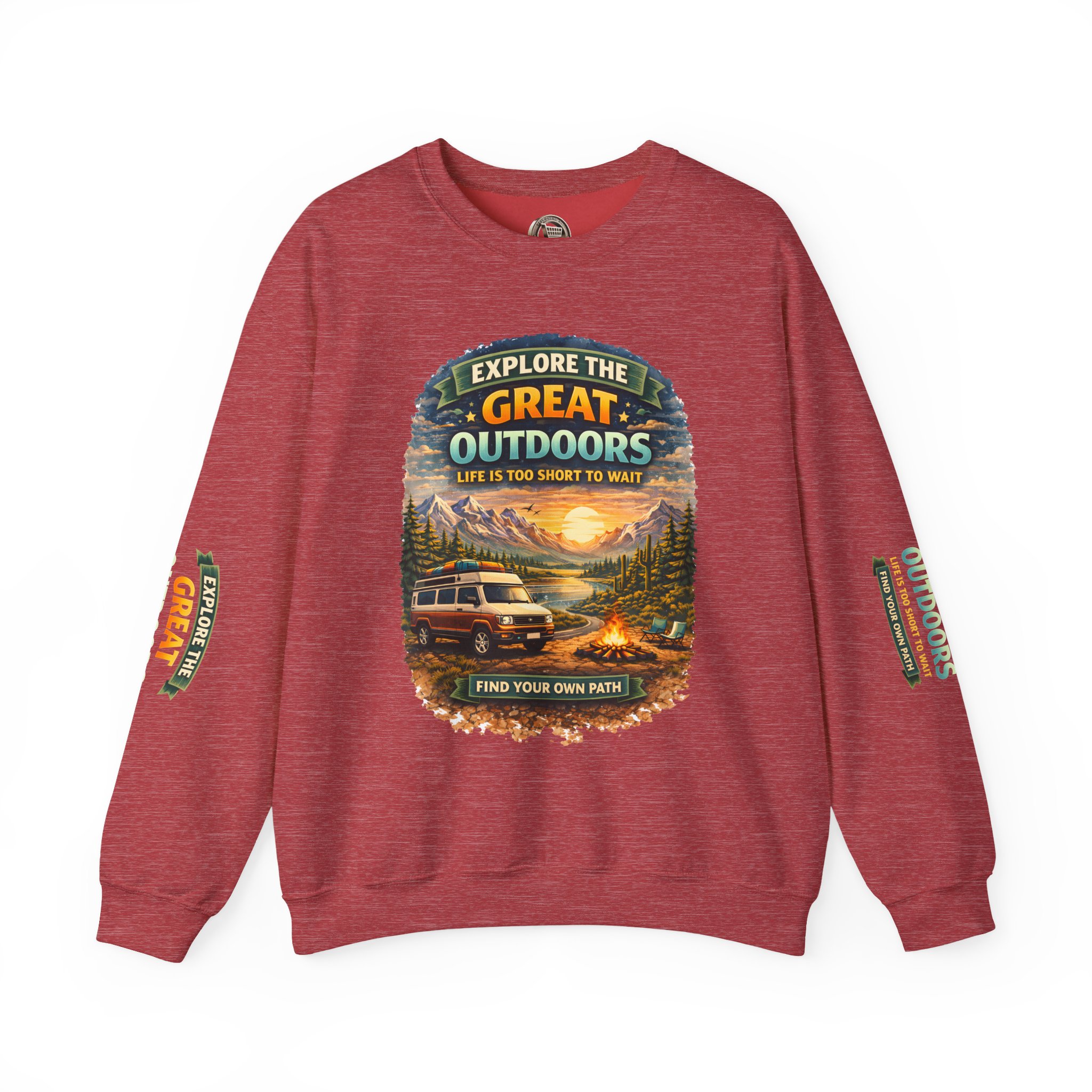 Unisex Heavy Blend™ Crewneck Sweatshirt — "Explore The Great Outdoors" Design Scenic-Line