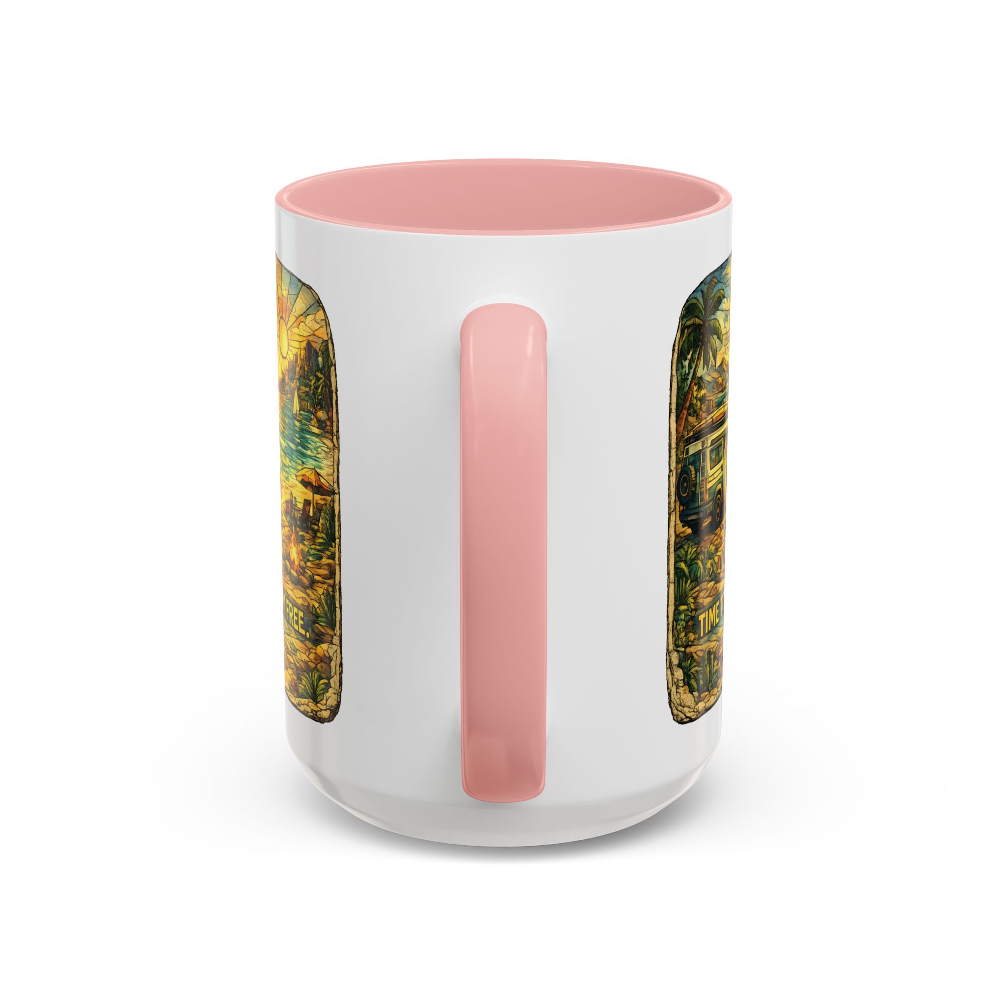 Accent Coffee Mug (11, 15oz) — "Time To Roam Free" Design Cubic-Line
