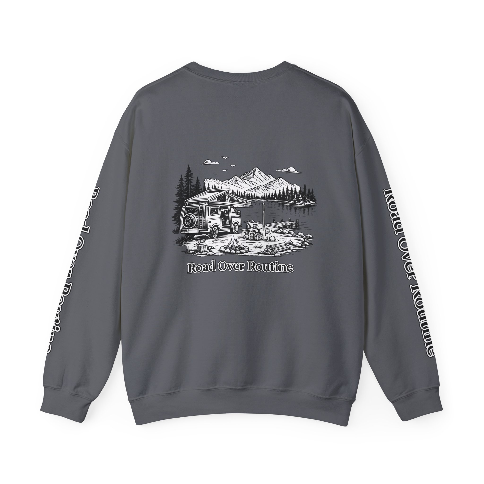 Unisex Heavy Blend™ Crewneck Sweatshirt — "Road Over Routine" Design Minimal-Line