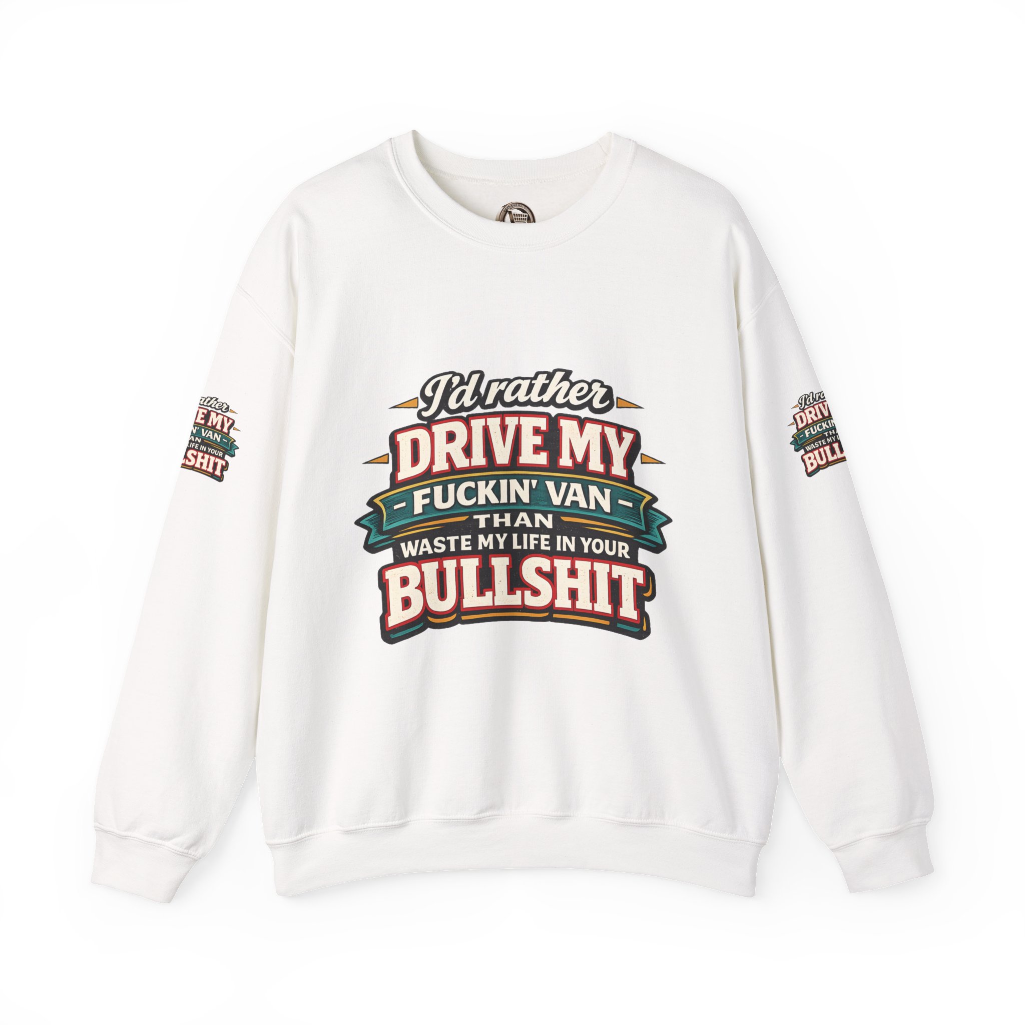 Unisex Heavy Blend™ Crewneck Sweatshirt — "I´d Rather Drive My Fucking Van" Design F**K-Line