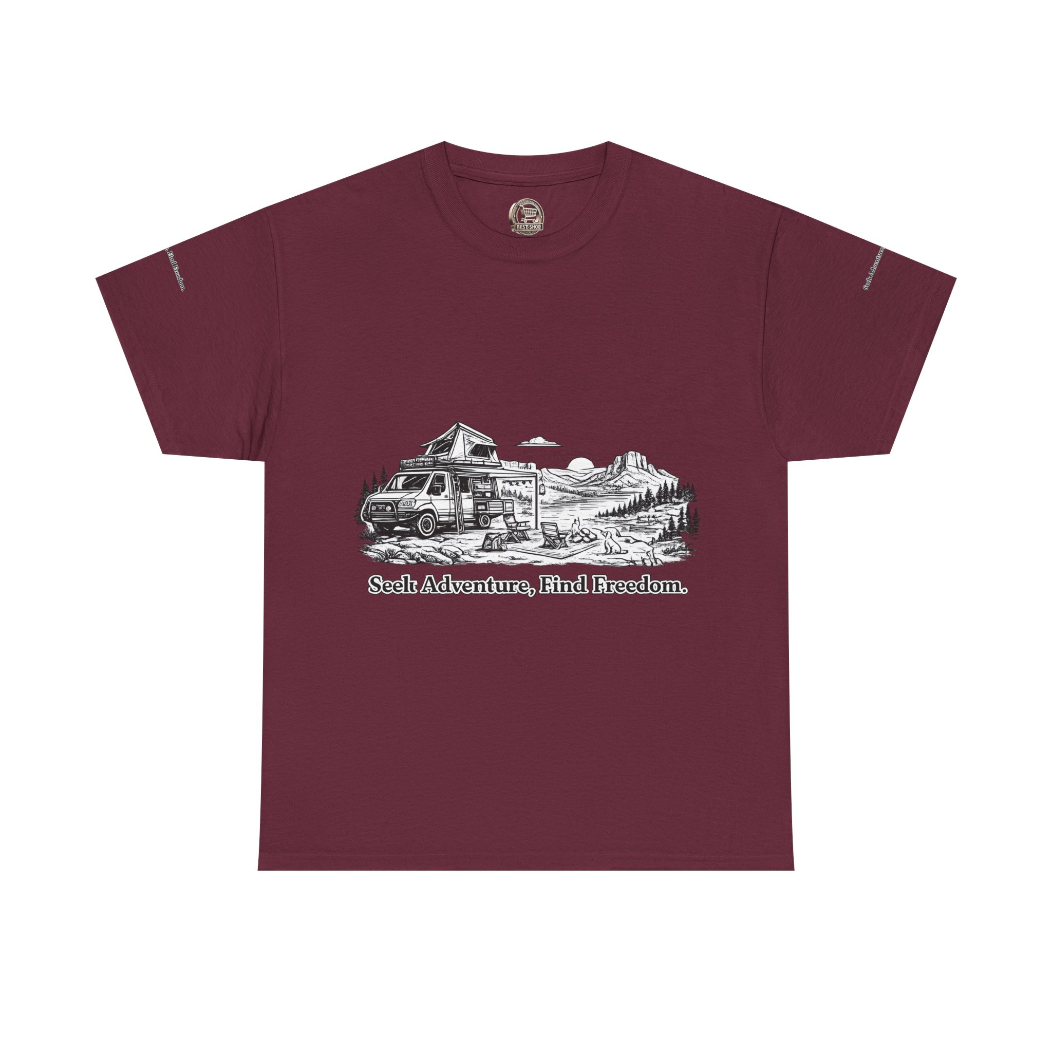 8510830085949073126_2048.jpeg Unisex Heavy Cotton Tee — "Seek Adventure, Find Freedom" Design Minimal-Line