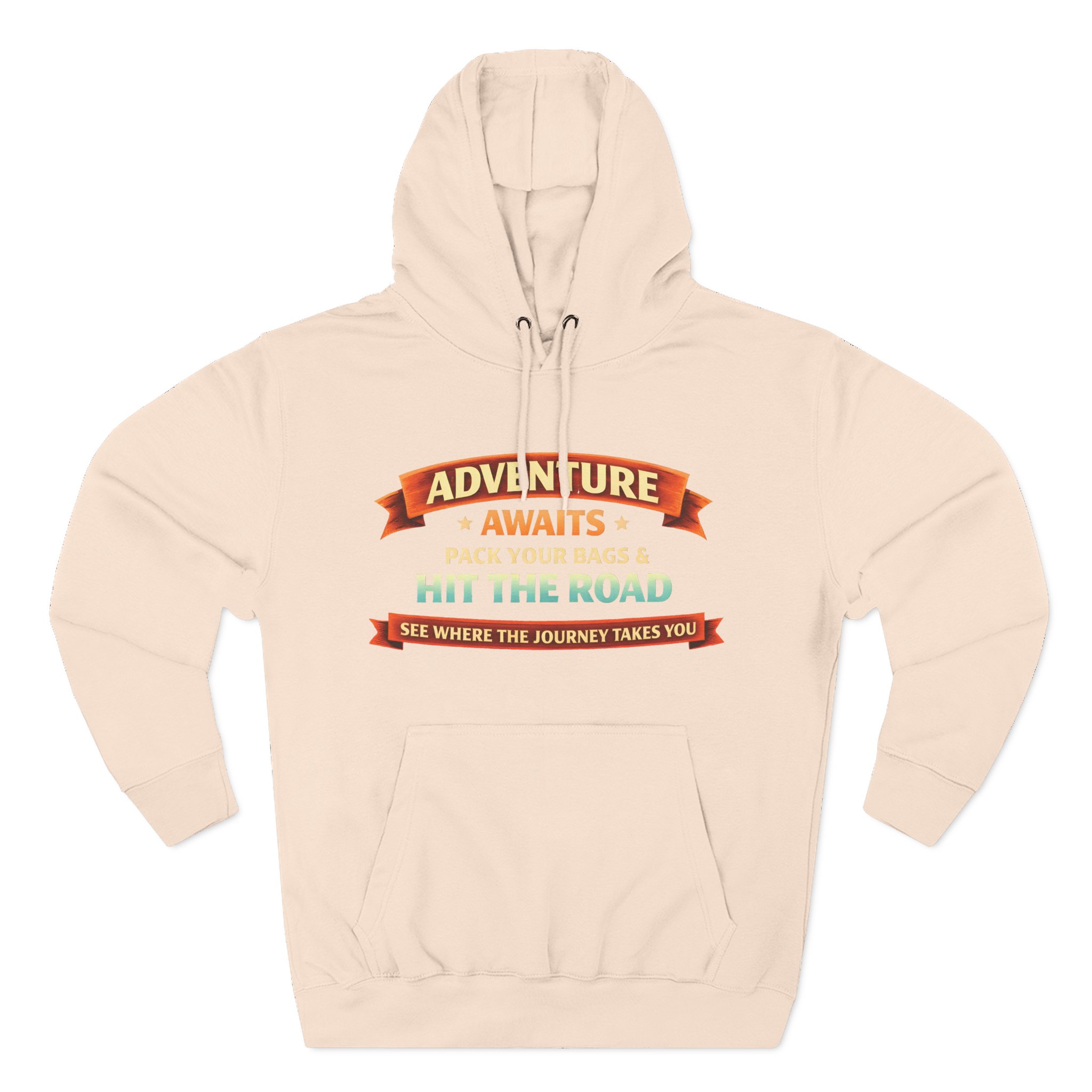 Three-Panel Fleece Hoodie - "Adventure Awaits-Pack Your Bags" Design Scenic-Line