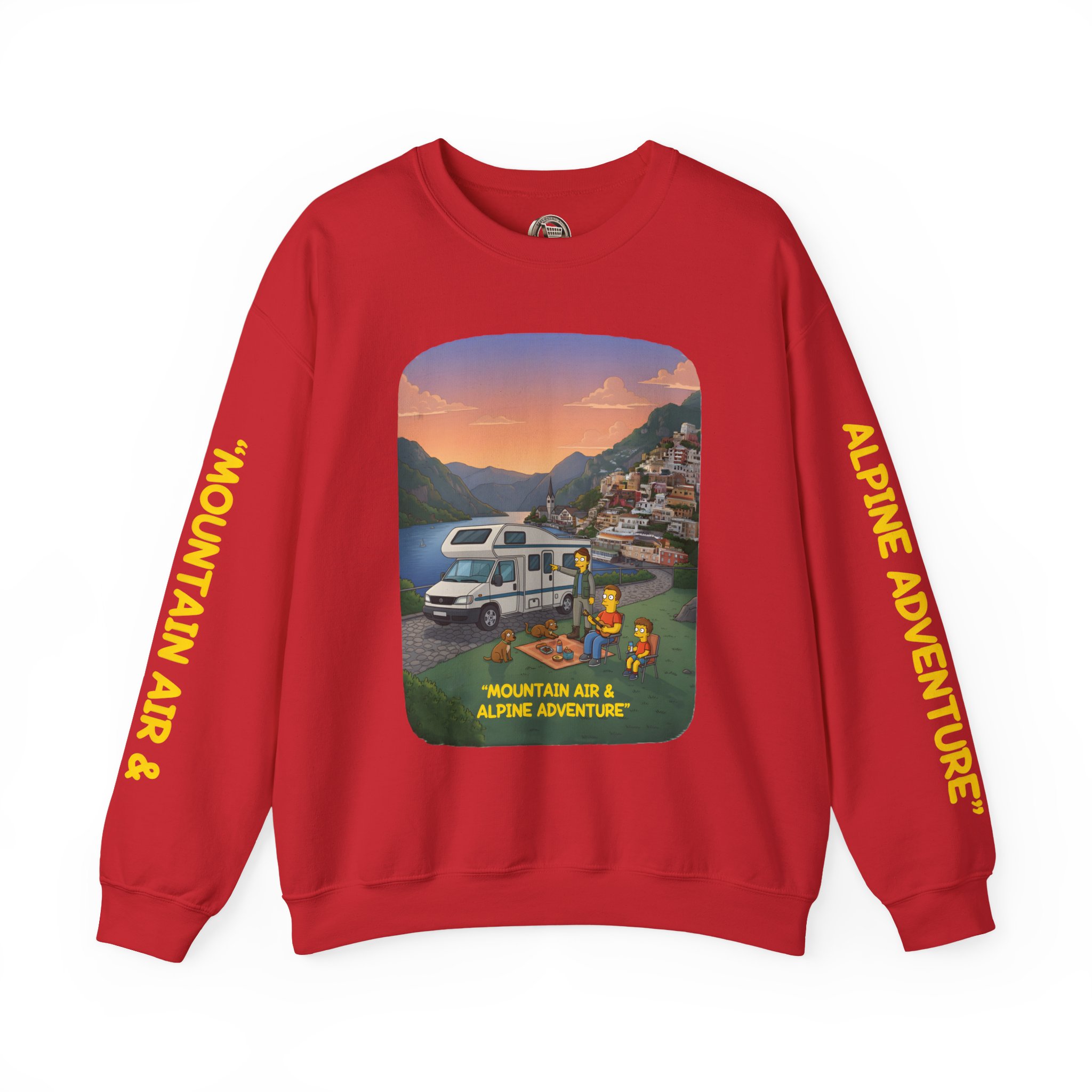 Unisex Heavy Blend™ Crewneck Sweatshirt — "Mountain Air-Alpine Adventure" Design Sitcom-Line