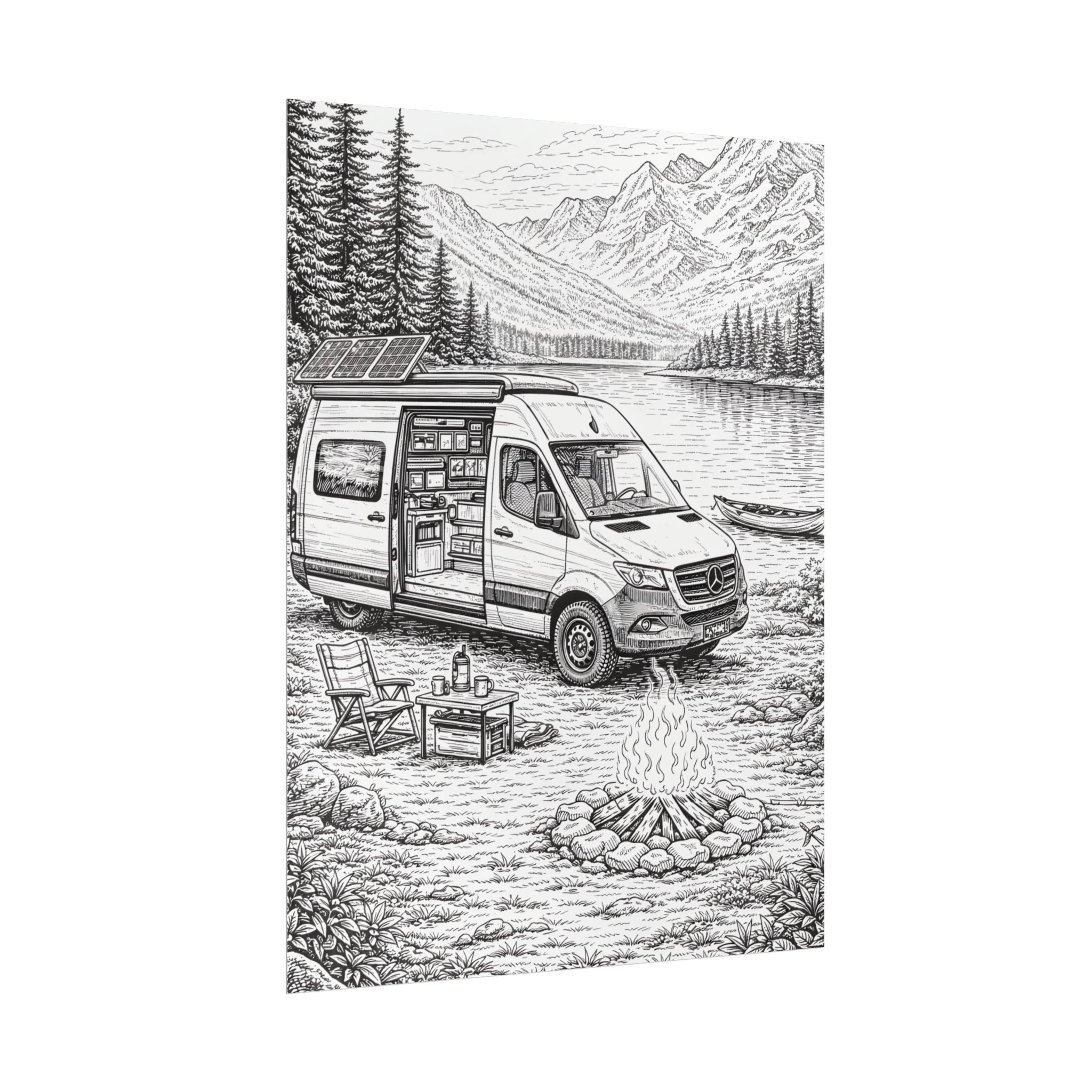 Campervan Poster — Vintage RV Camping Landscape Wall Art