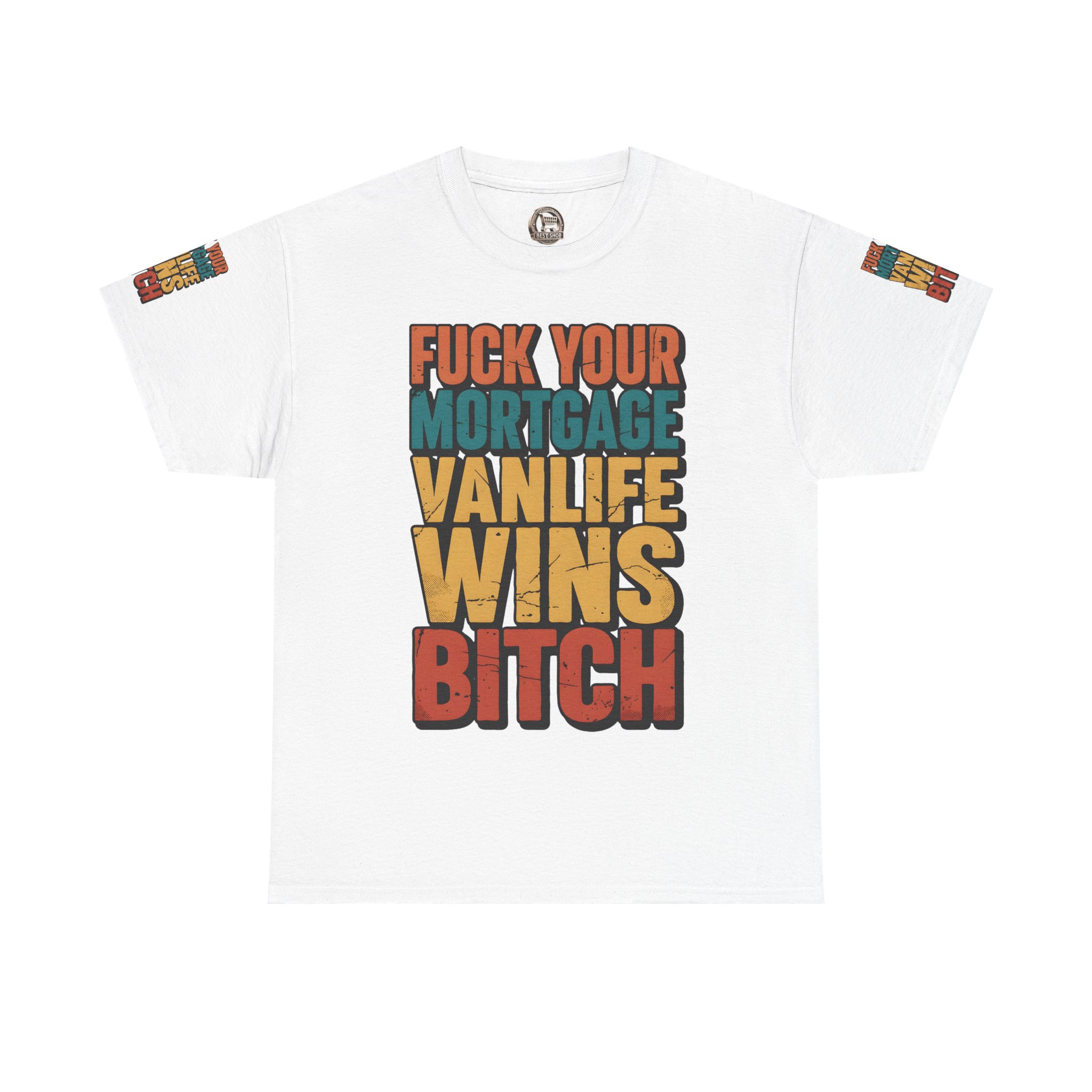 Unisex Heavy Cotton Tee — "Fuck Your Mortgage" Design F**K-Line