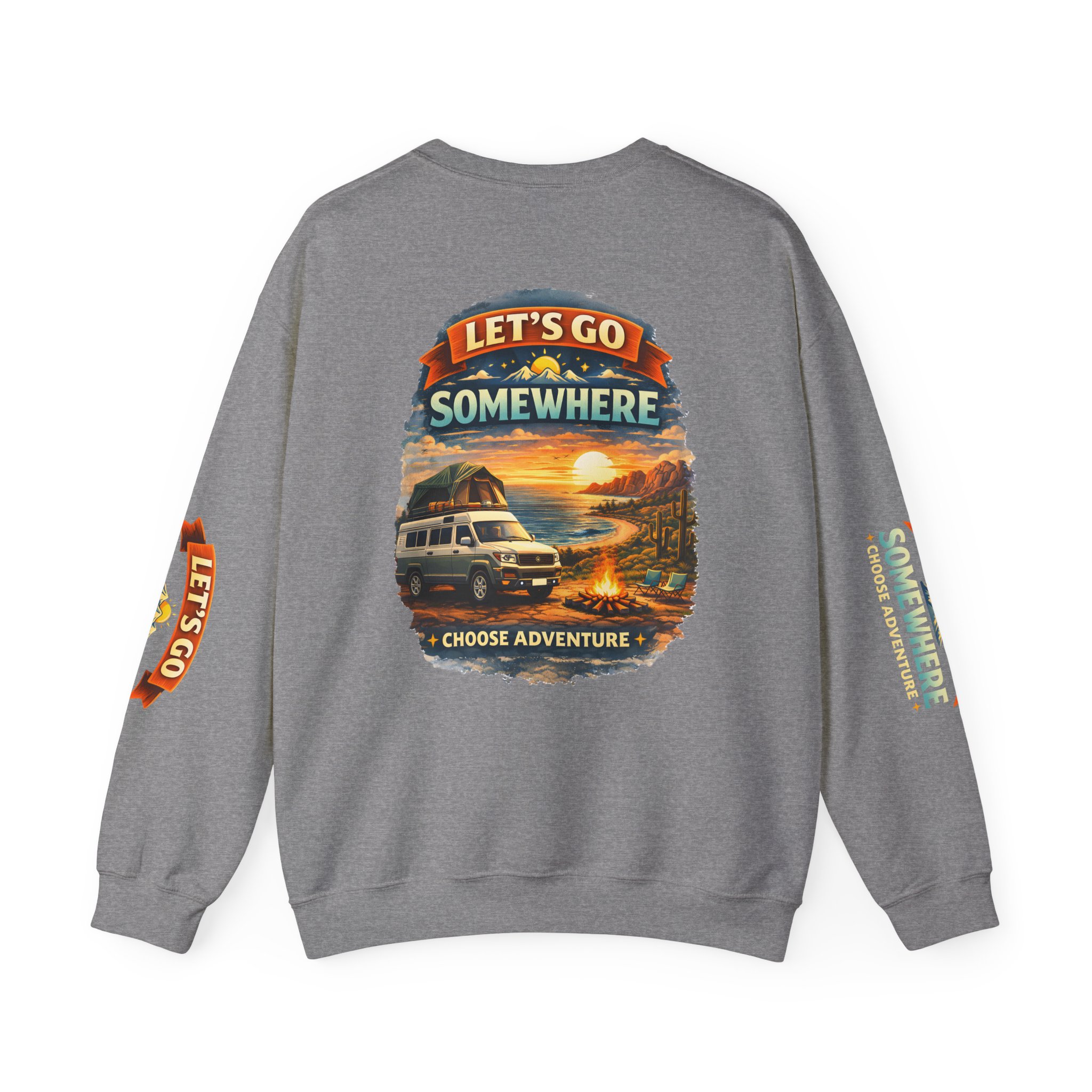 Unisex Heavy Blend™ Crewneck Sweatshirt — "Lets Go Somewhere" Design Scenic-Line