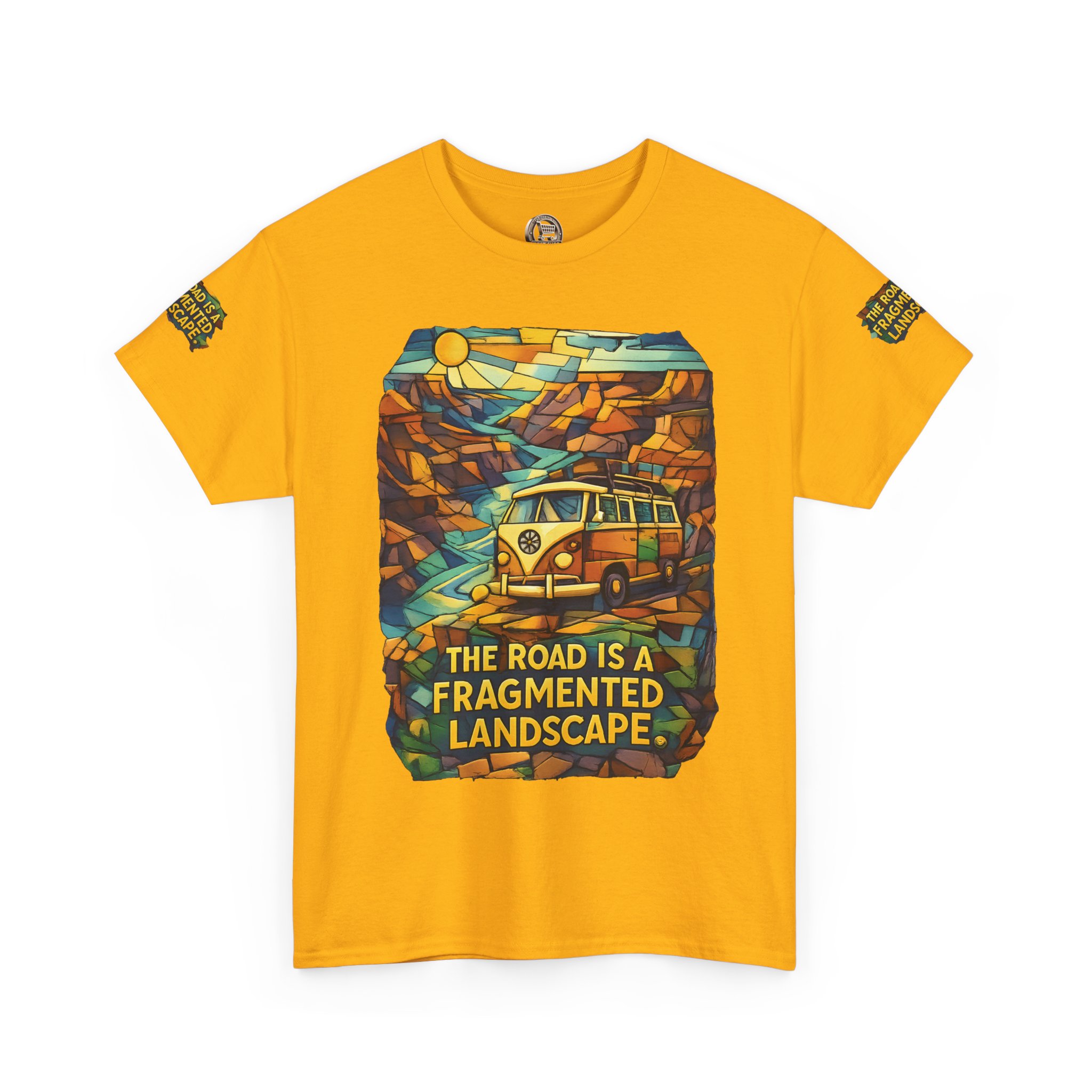 8526845421976917526_2048.jpeg Unisex Heavy Cotton Tee — "The Road Is A Fragmented Landscape" Design Cubic-Line