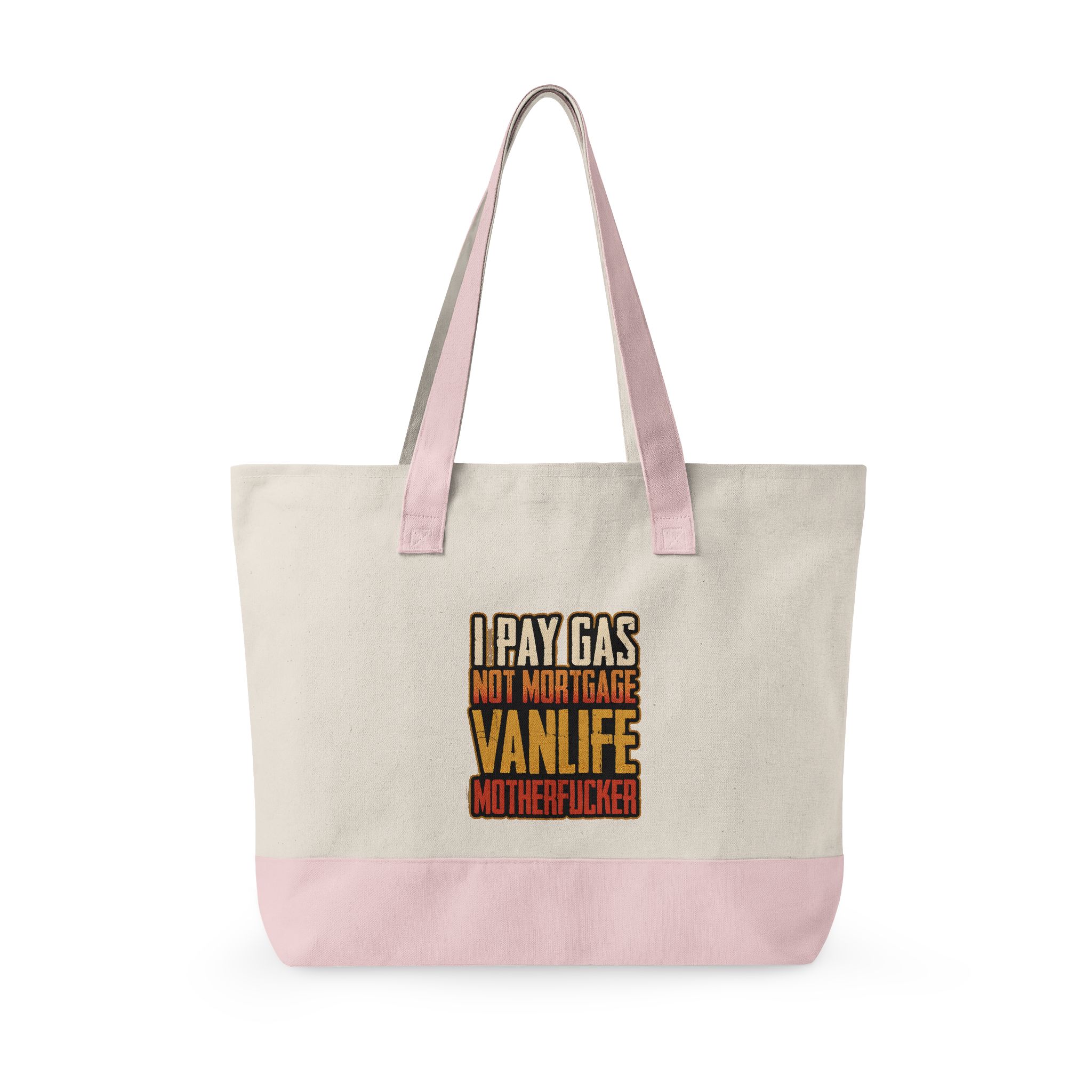 Zippered Canvas Tote — "I Pay Gas Not Mortgage" (Design F**K-Line)
