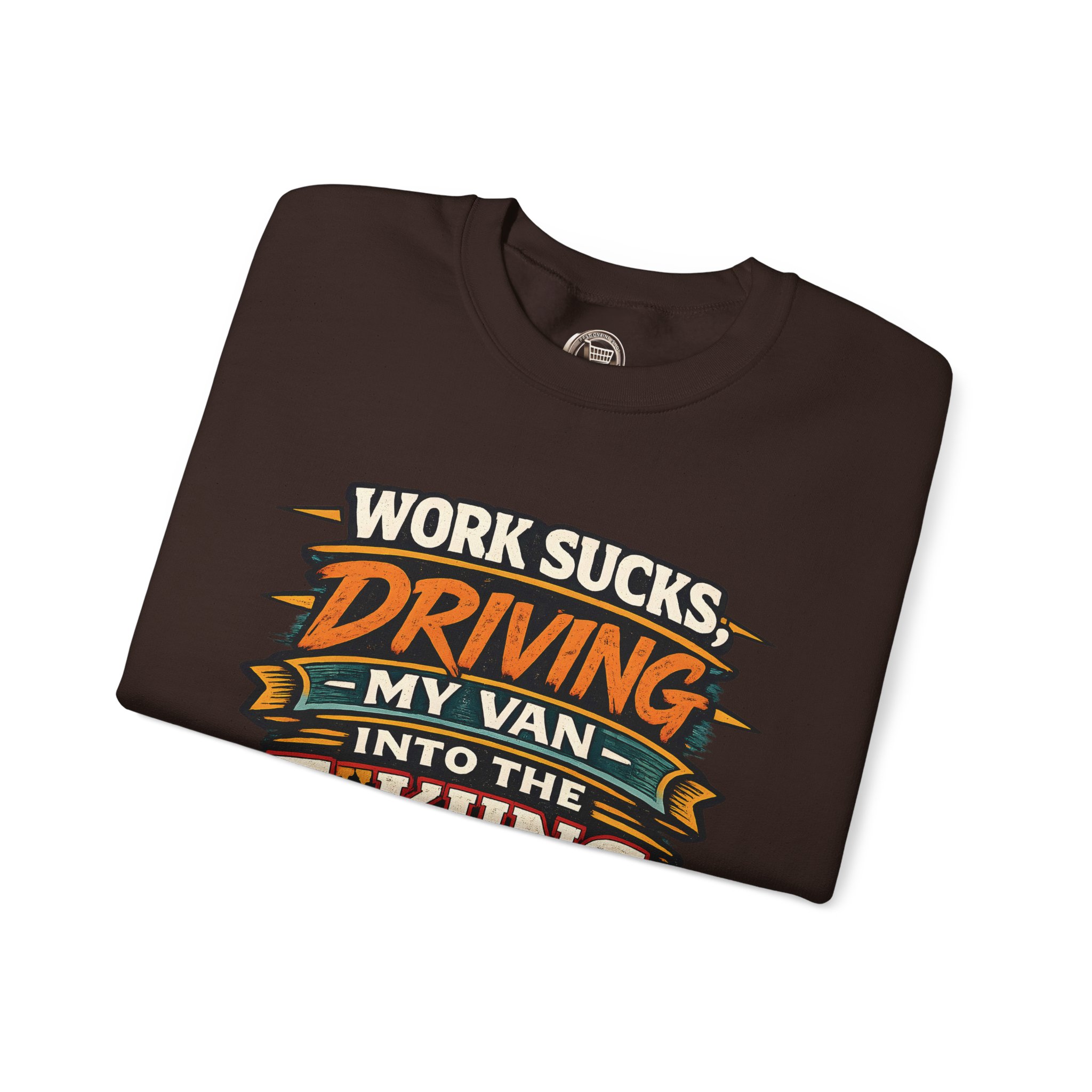 Unisex Heavy Blend™ Crewneck Sweatshirt — "Work Sucks" Design F**K-Line