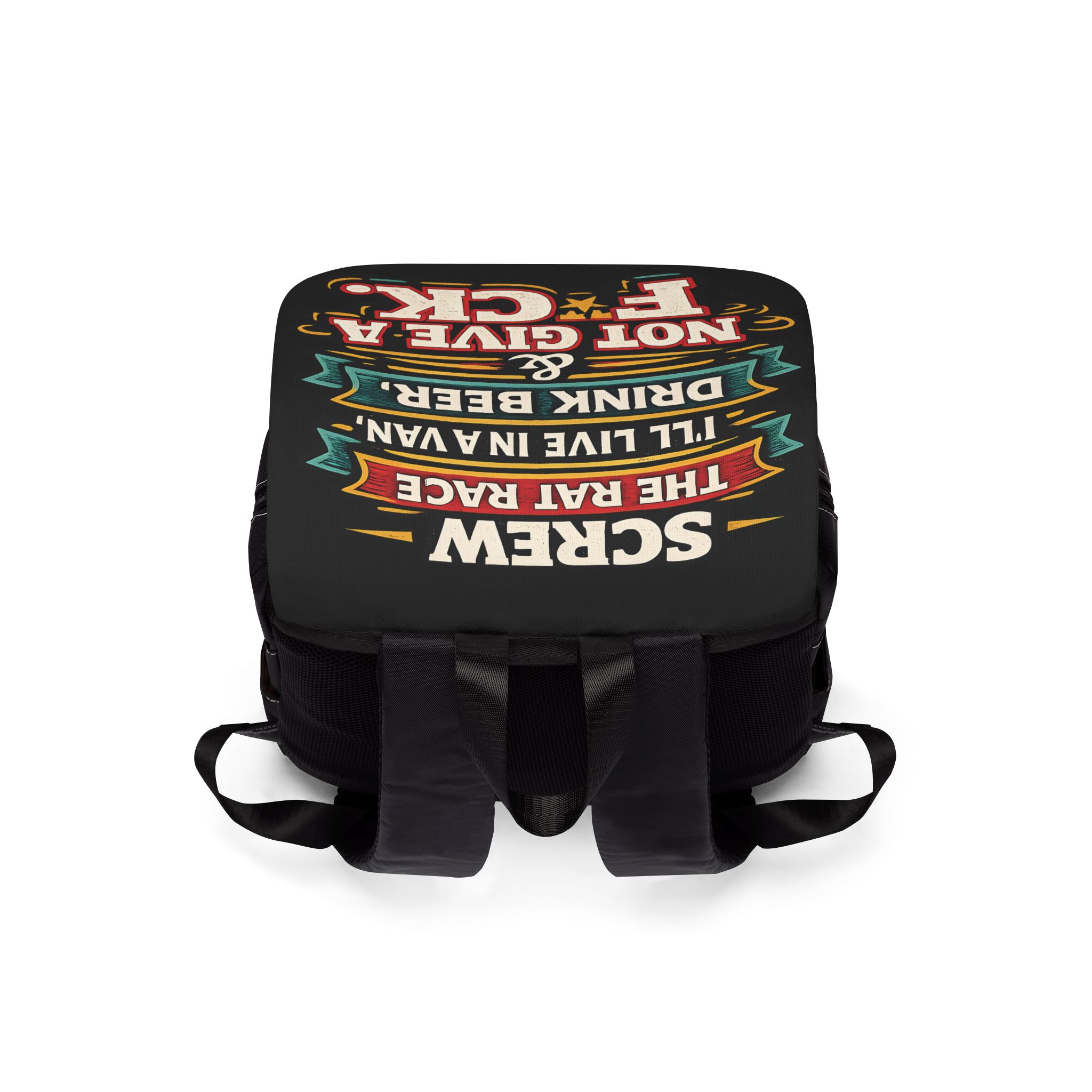 Unisex Casual Shoulder Backpack — "Screw The Rat Race" Design F**K-Line