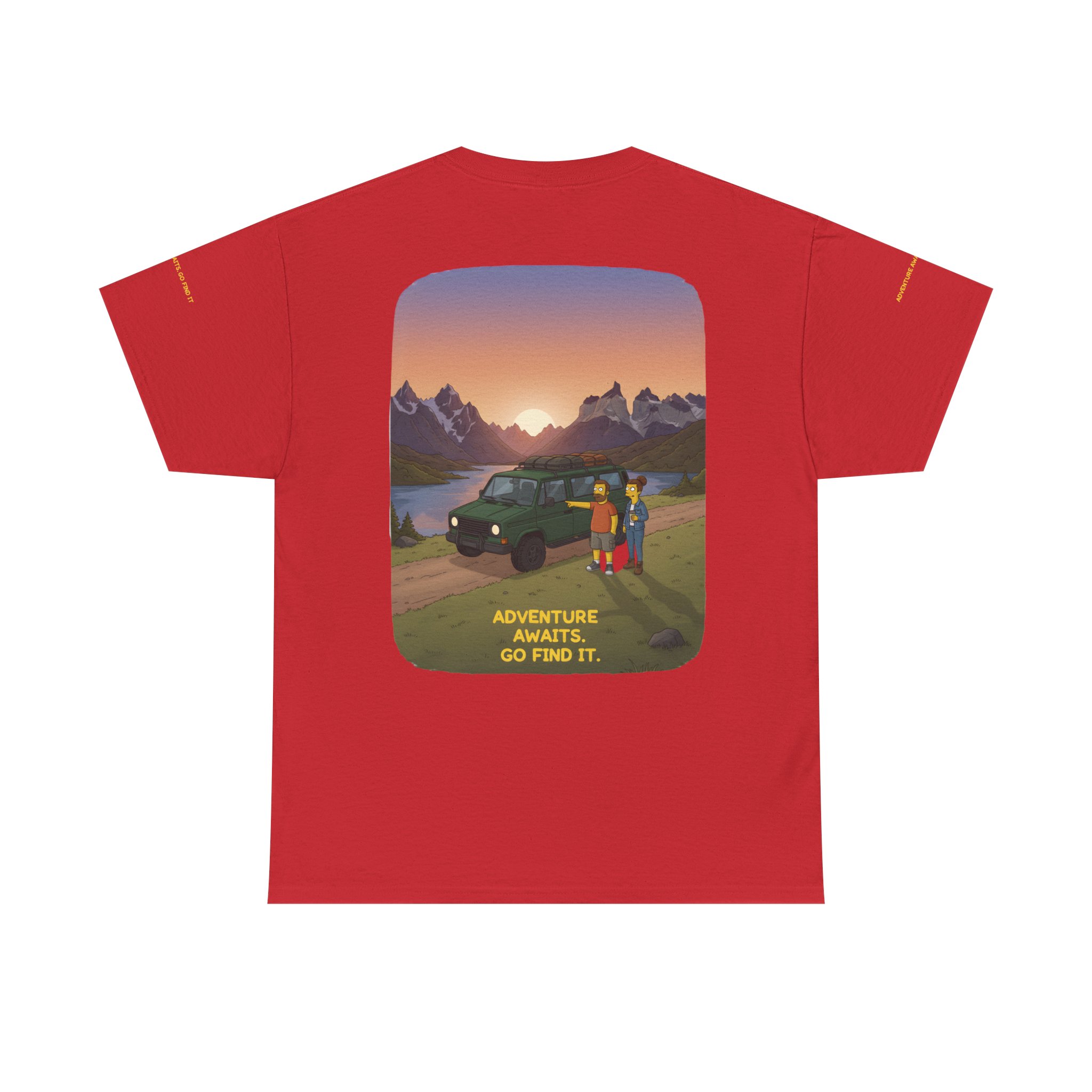 Unisex Heavy Cotton Tee — "Adventure Awaits-Go Find It" Design Sitcom-Line