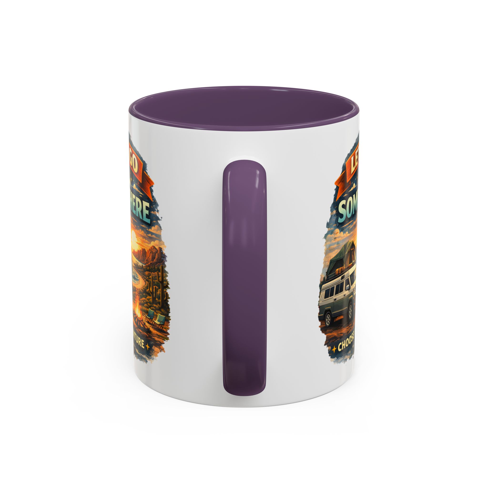 Accent Coffee Mug (11, 15oz) — "Lets Go Somewhere" Design Scenic-Line