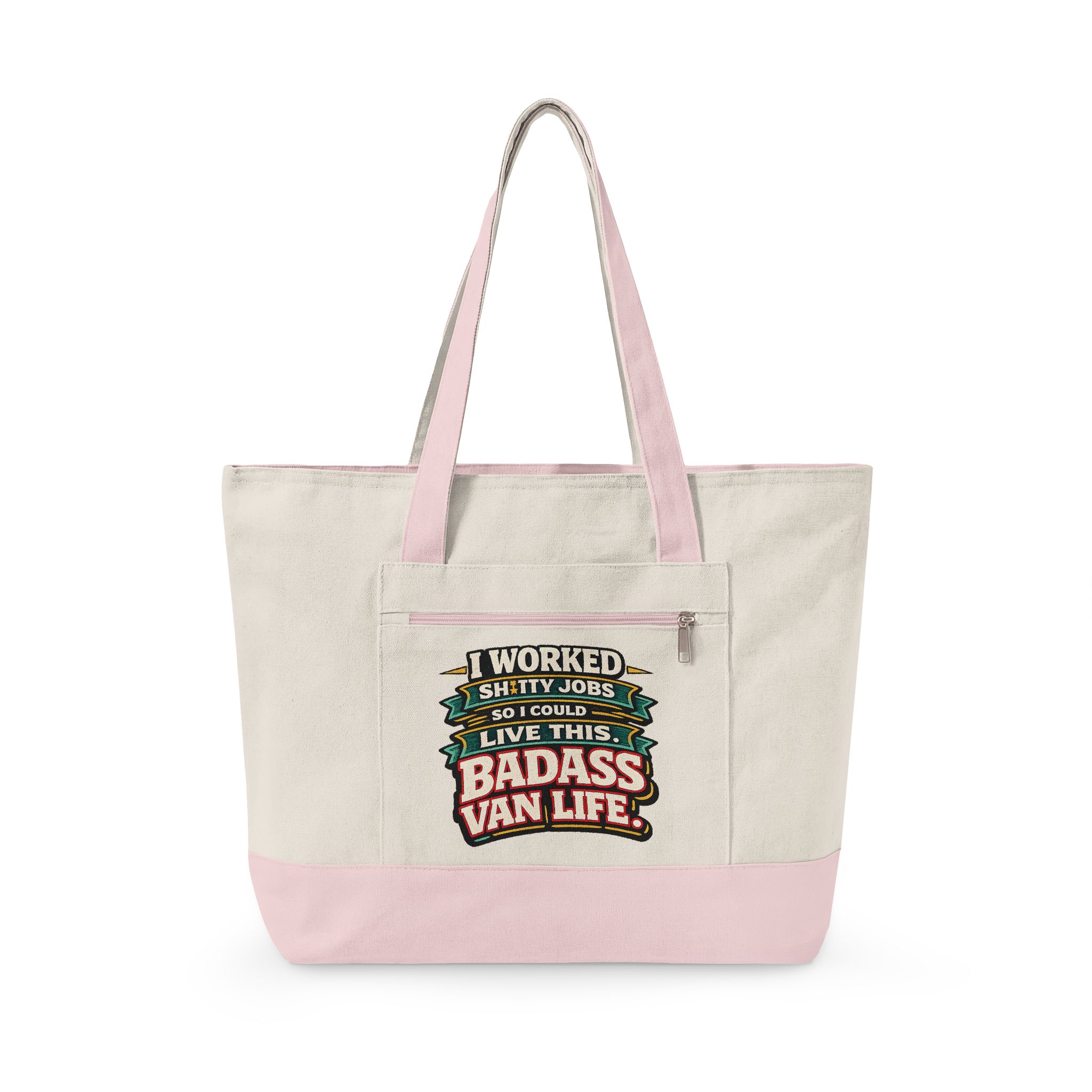 Zippered Canvas Tote — "I worked Shitty Jobs" (Design F**K-Line)