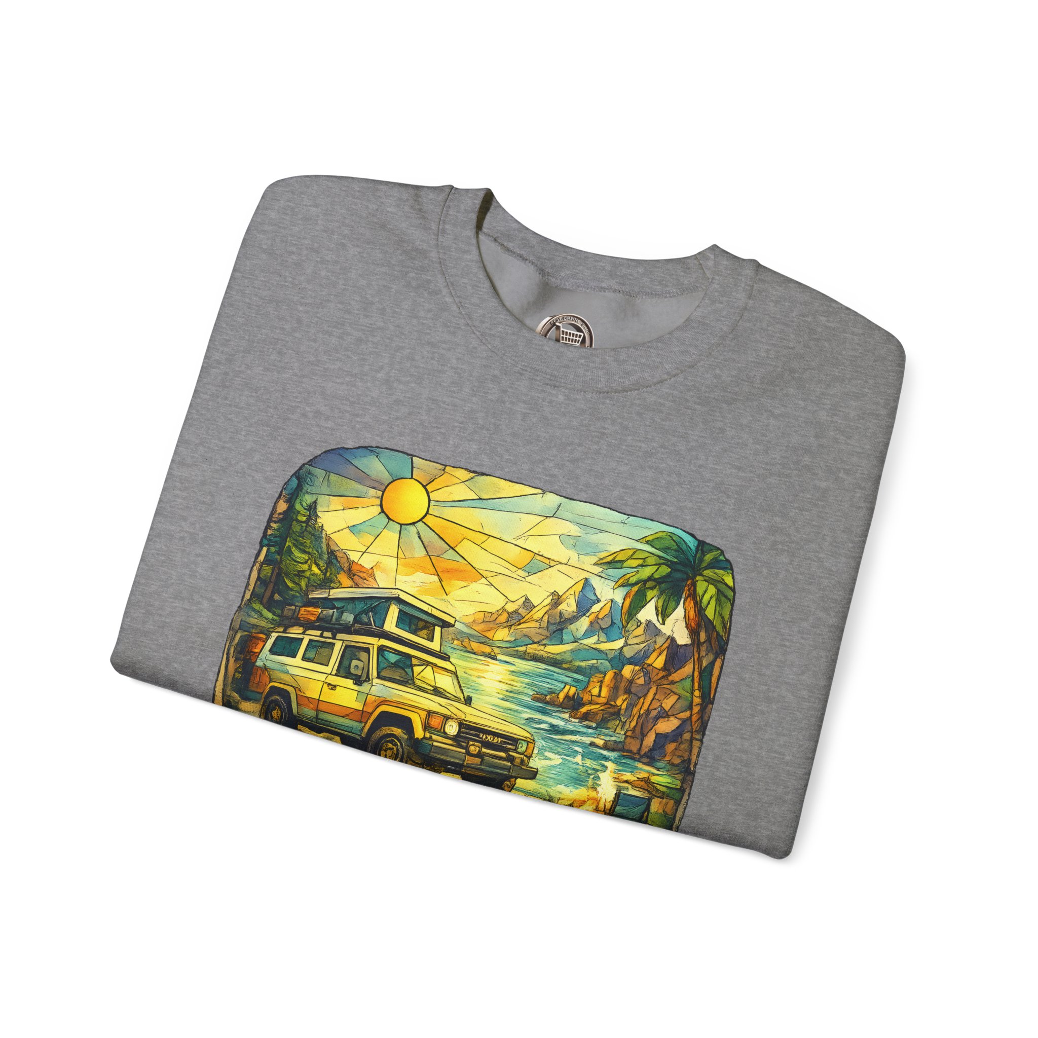 Unisex Heavy Blend™ Crewneck Sweatshirt — "Make Memories Around Every Corner" Design Cubic-Line