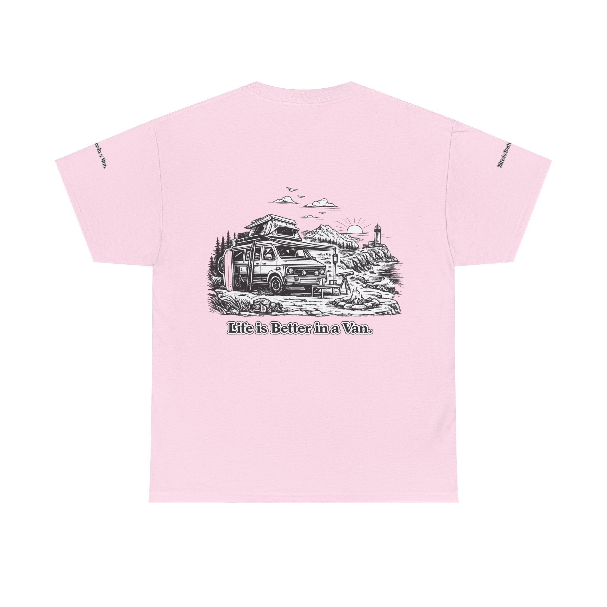 Unisex Heavy Cotton Tee — "Life Is Better In A Van" Design Minimal-Line