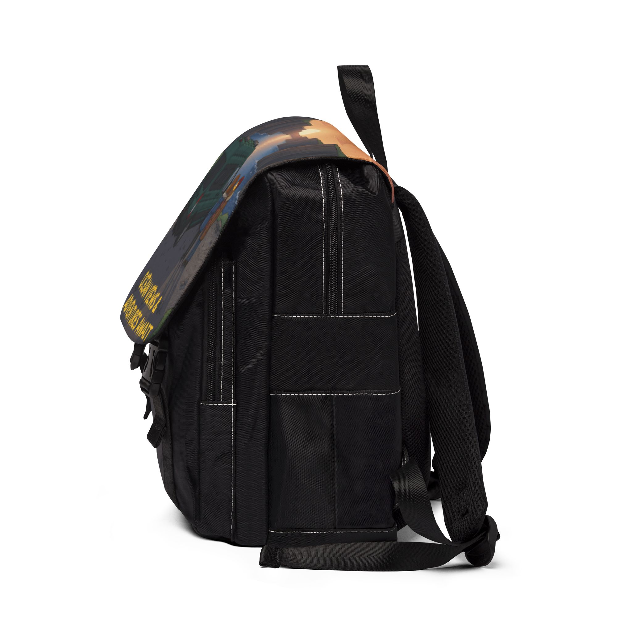 Unisex Casual Shoulder Backpack — "Ocean Views-Adventures Awaits" Design Sitcom-Line