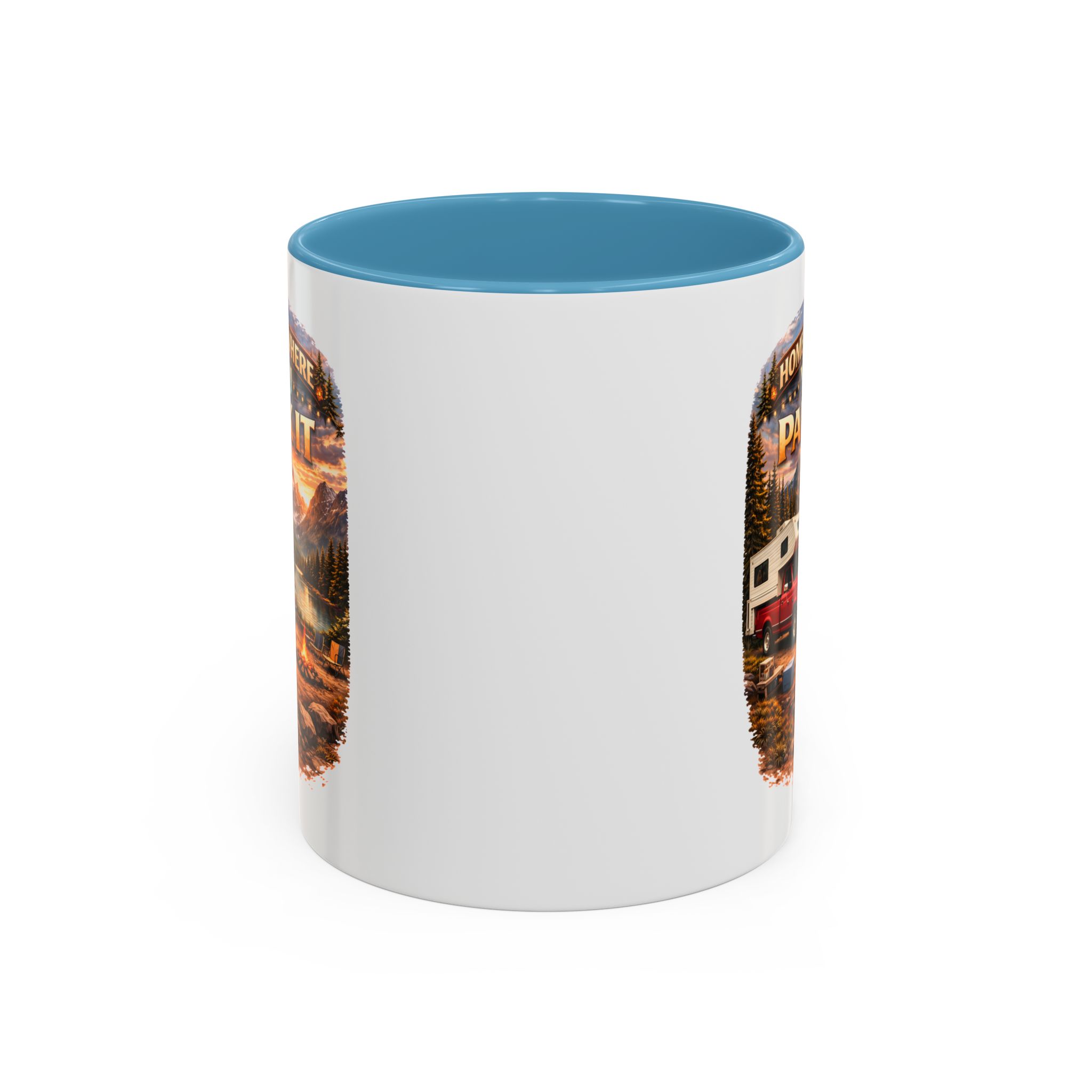 Accent Coffee Mug (11, 15oz) — "Home Is Where You Park It" Design Scenic-Line