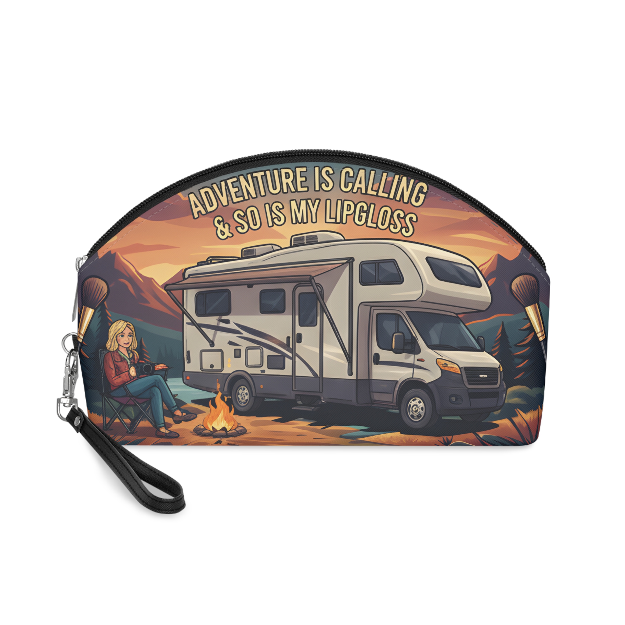 Makeup Bag — "Adventure Is Calling-So Is My Lipgloss" campervan quoted