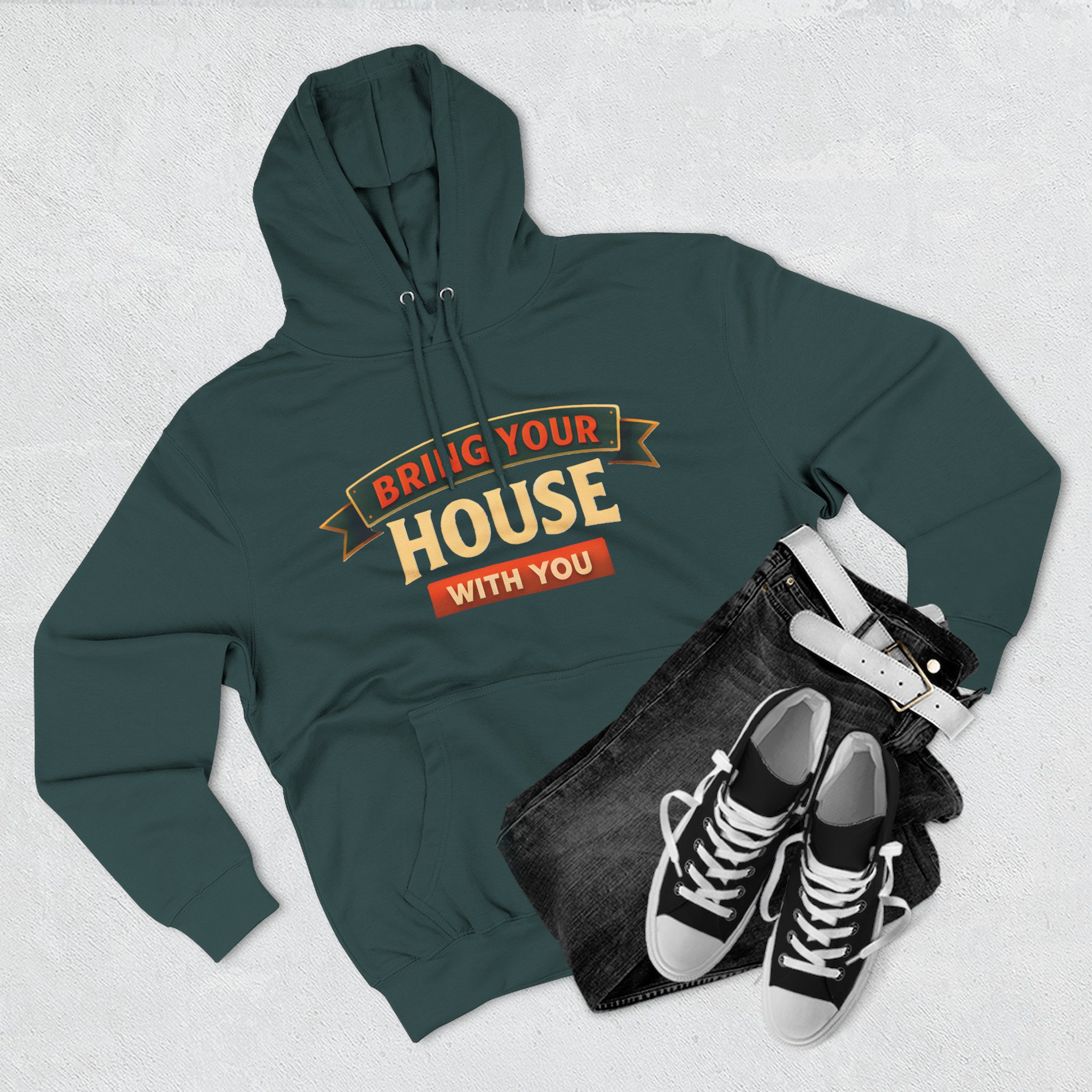 Three-Panel Fleece Hoodie - "Live Is A Journey-Bring Your House With You" Design Scenic-Line