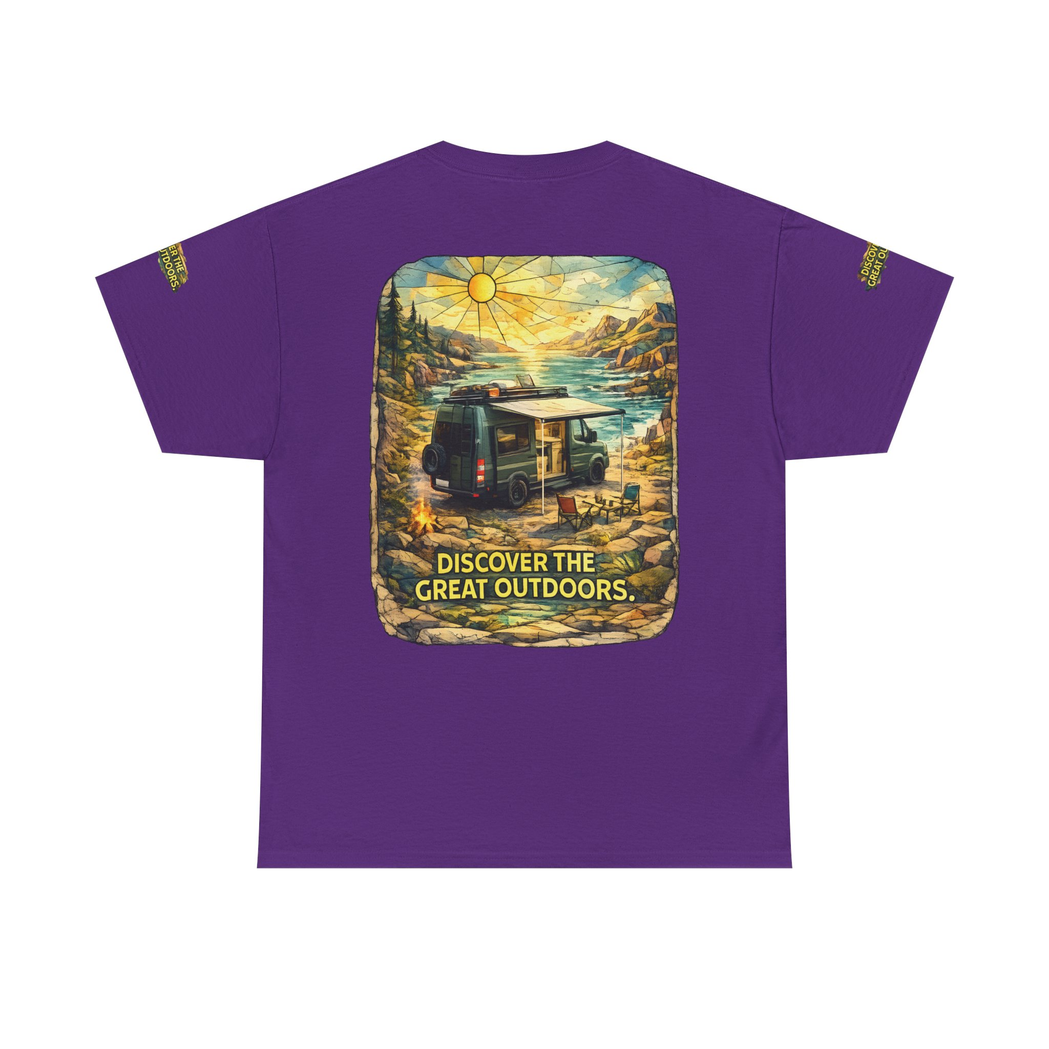 Unisex Heavy Cotton Tee — "Discover The Great Outdoors" Design Cubic-Line