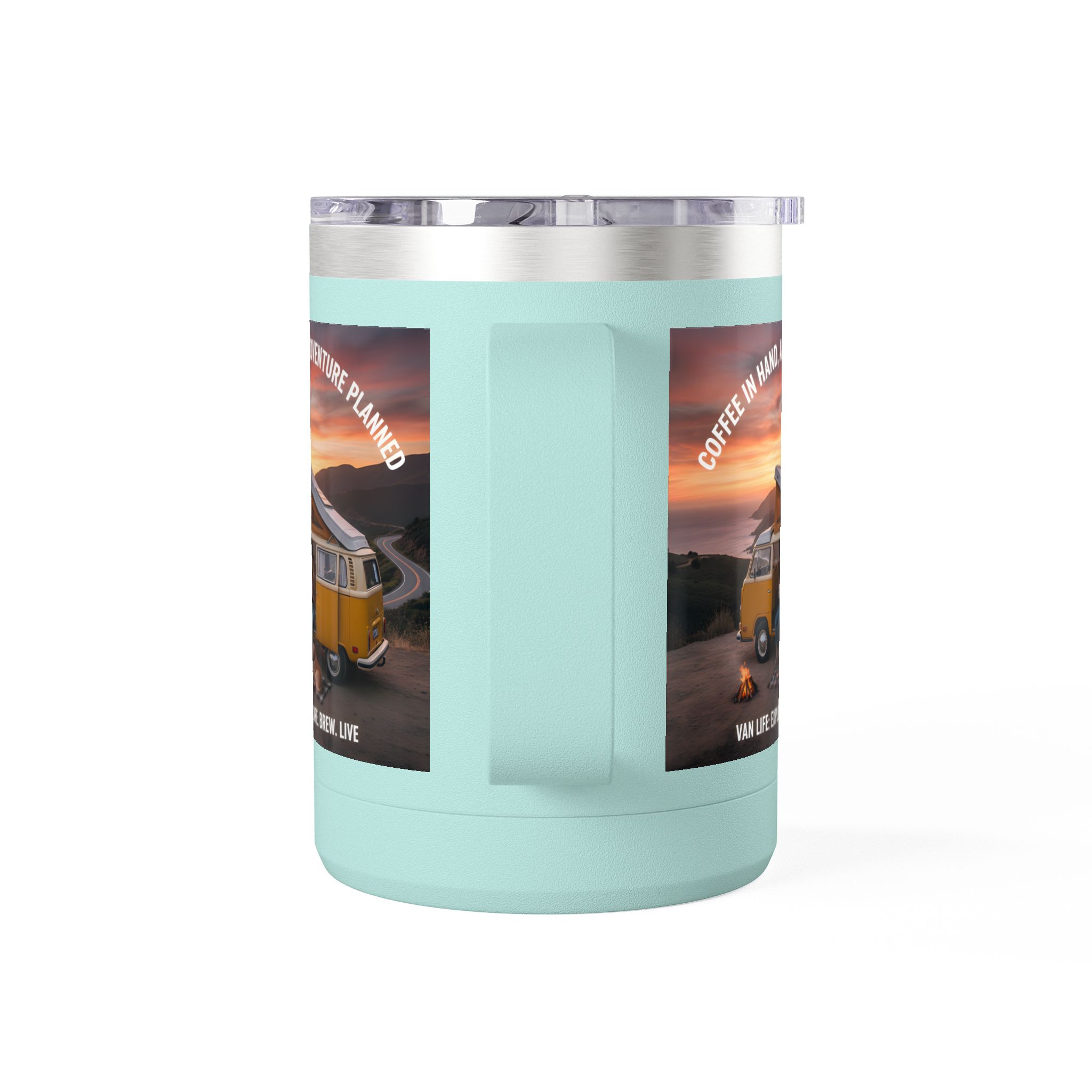 Coffee Mug Tumbler, 15oz — "Coffee in Hand, Adventure Planned"