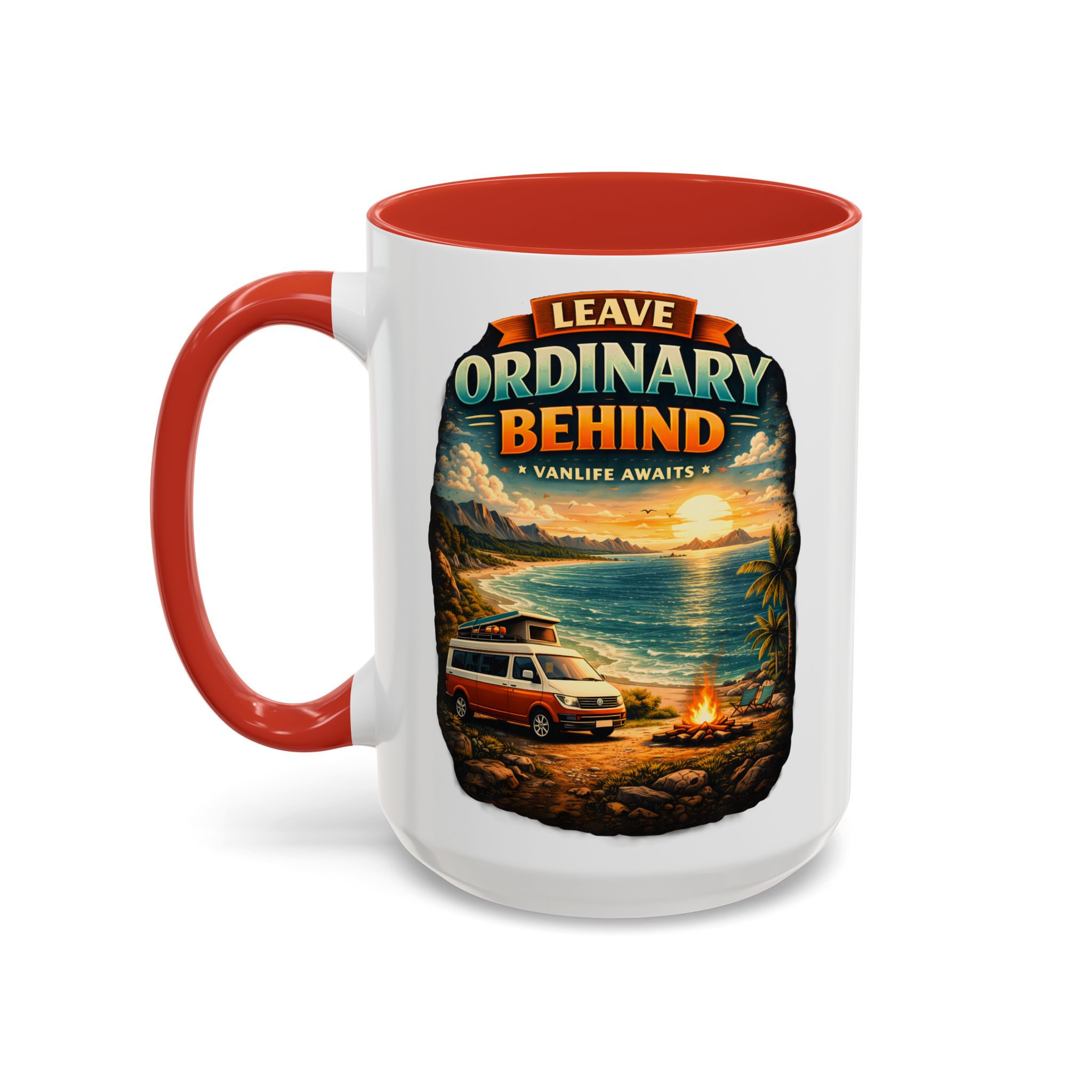 Accent Coffee Mug (11, 15oz) — "Leave Ordinary Behind" Design Scenic-Line