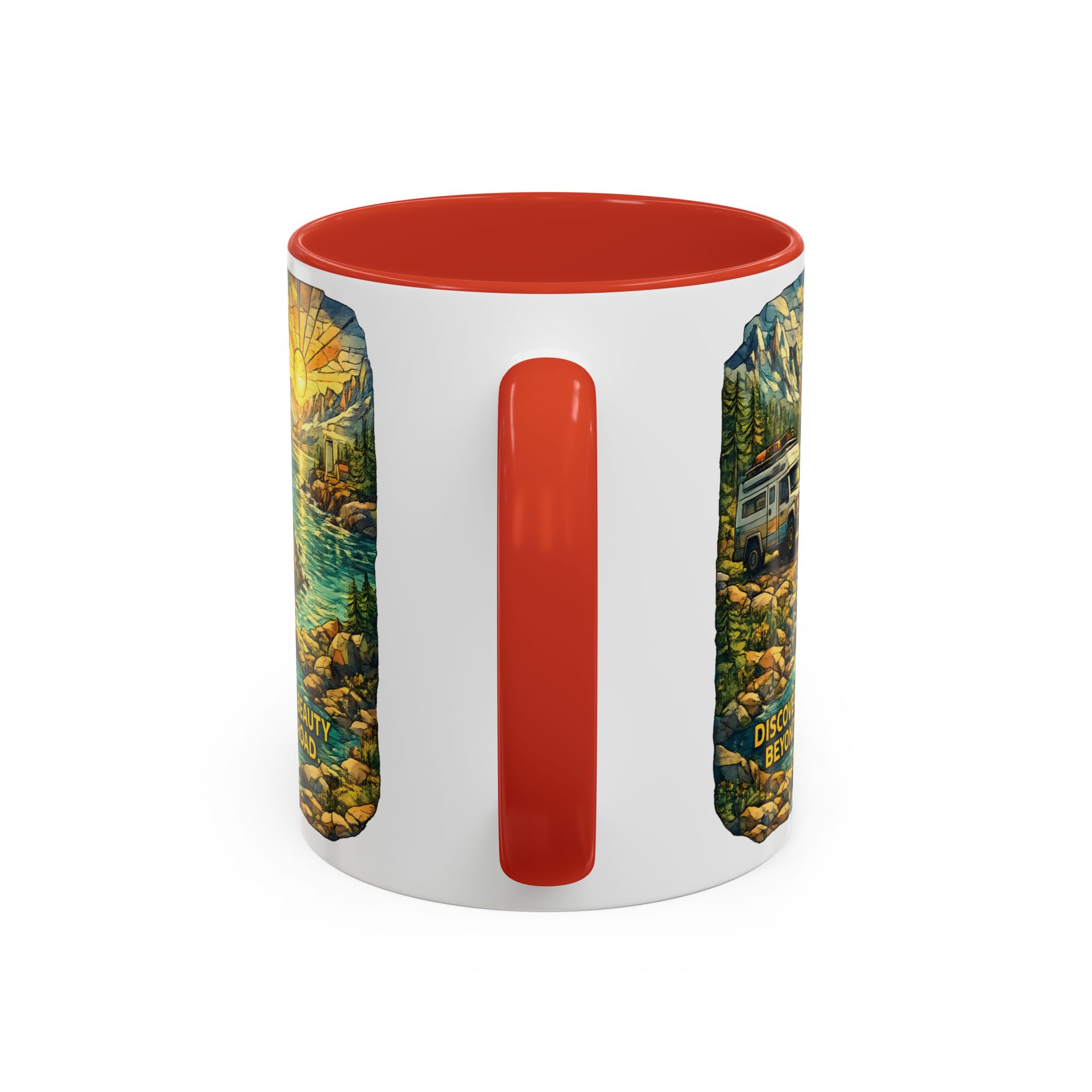 859088165005115959_2048.jpeg Accent Coffee Mug (11, 15oz) — "Discover The Bieuty Beyond The Road" Design Cubic-Line